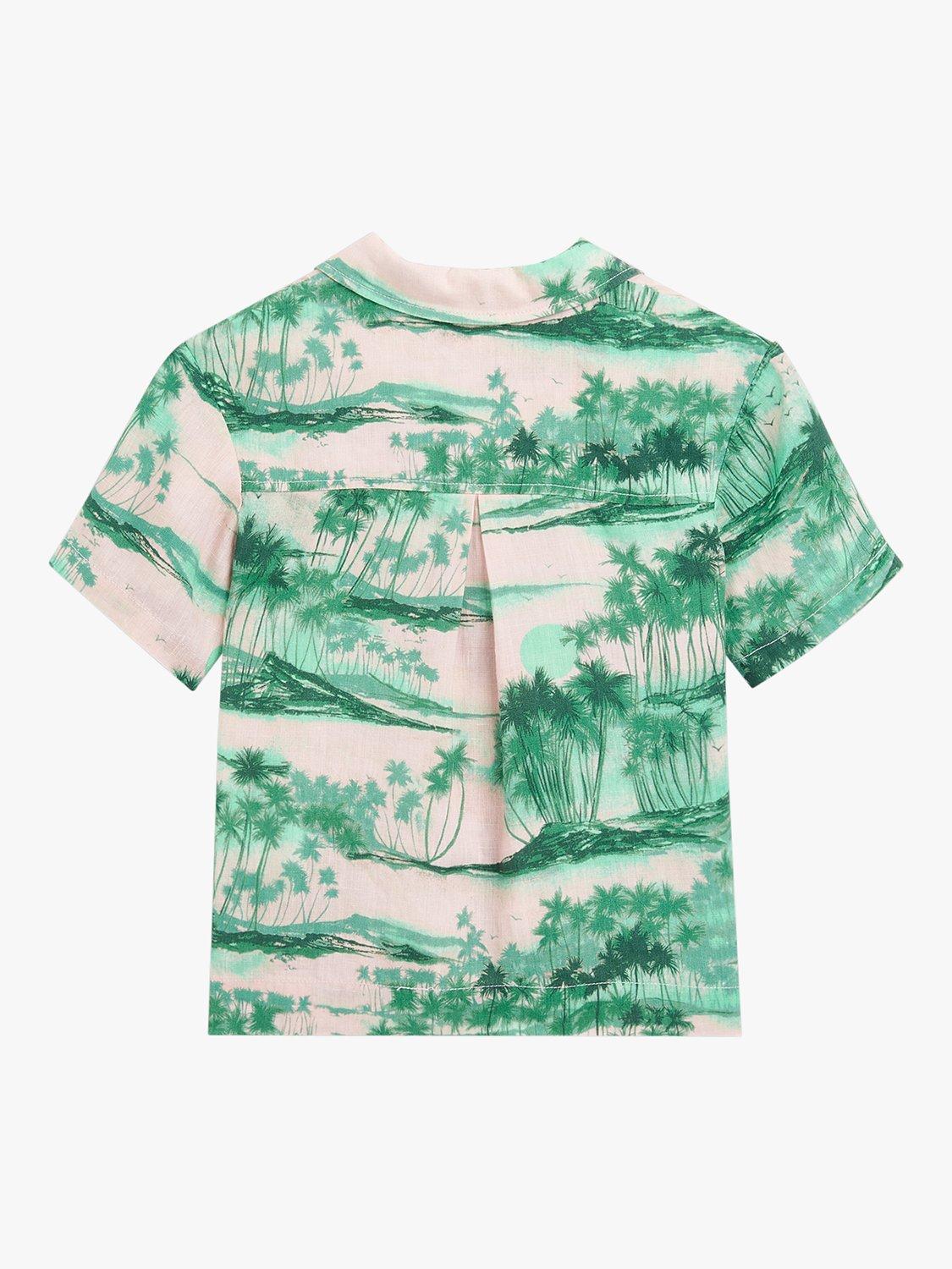 Product image 6 of 6, which shows Whistles Kids' Sammy Waving Palms Shirt, Pink/Multi, 3-4 years