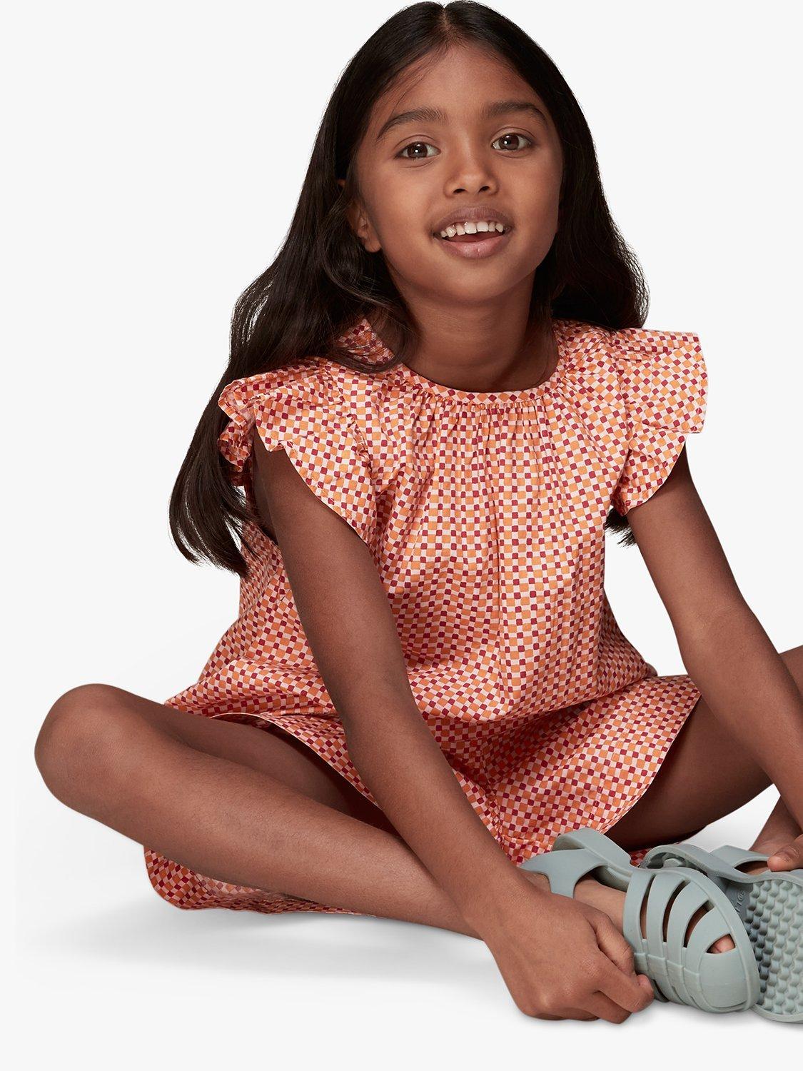 Product image 2 of 5, which shows Whistles Kids' Ditsy Square Ursula T-Shirt, Pink/Multi, 6-7 years