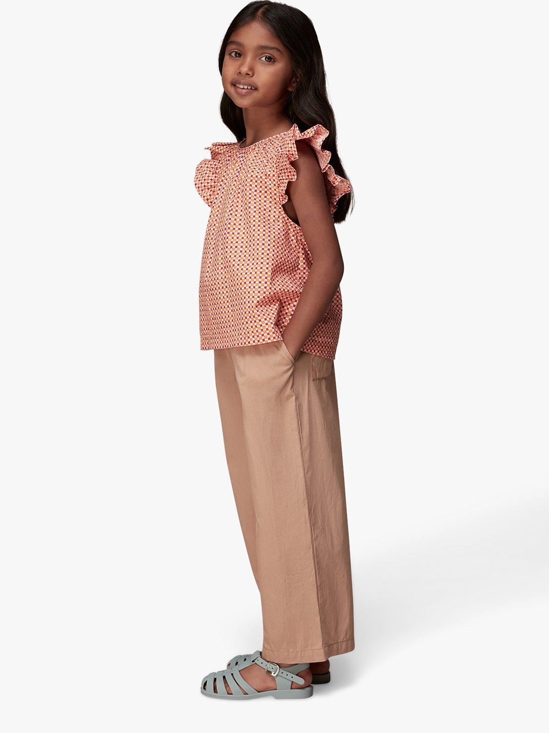 Product image 3 of 5, which shows Whistles Kids' Ditsy Square Ursula T-Shirt, Pink/Multi, 6-7 years
