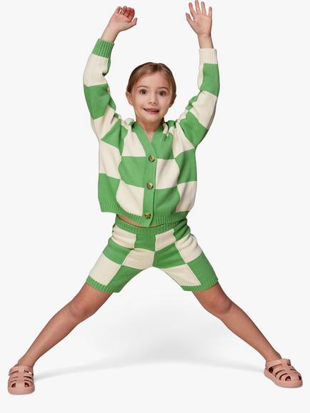 Whistles Kids' Knitted Shorts, Green/Multi - view 2, Green/Multi