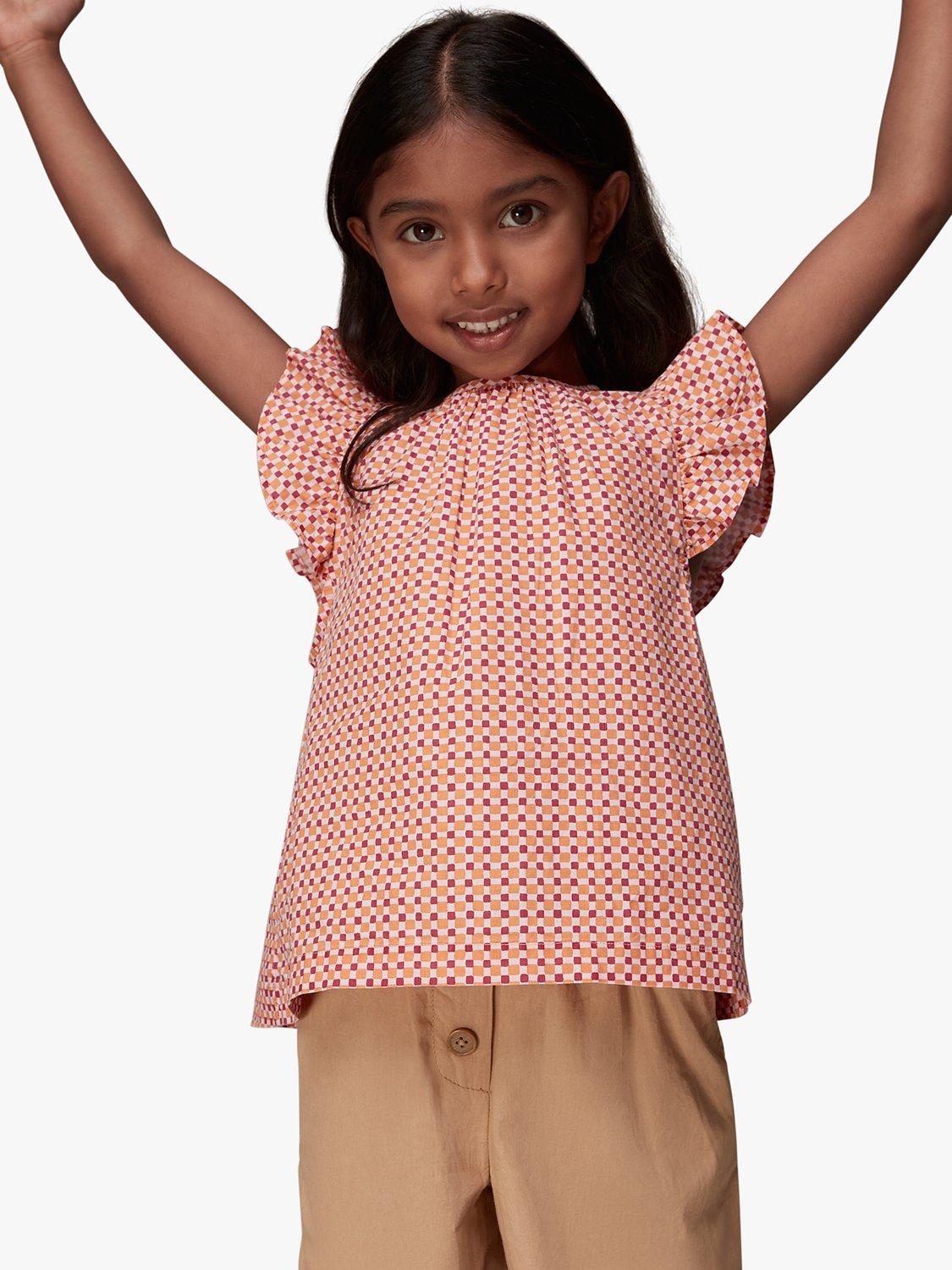 Product image 2 of 4, which shows Whistles Kids' Cove Cotton Wide Leg Trousers, Neutral, 8-9 years