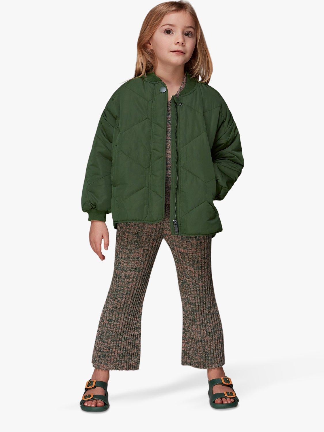 Whistles Kids' Frida Quilted Coat, Khaki, 4-5 years