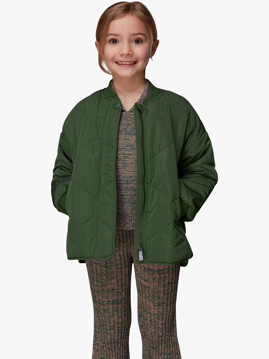 Whistles Kids' Frida Quilted Coat, Khaki, 4-5 years