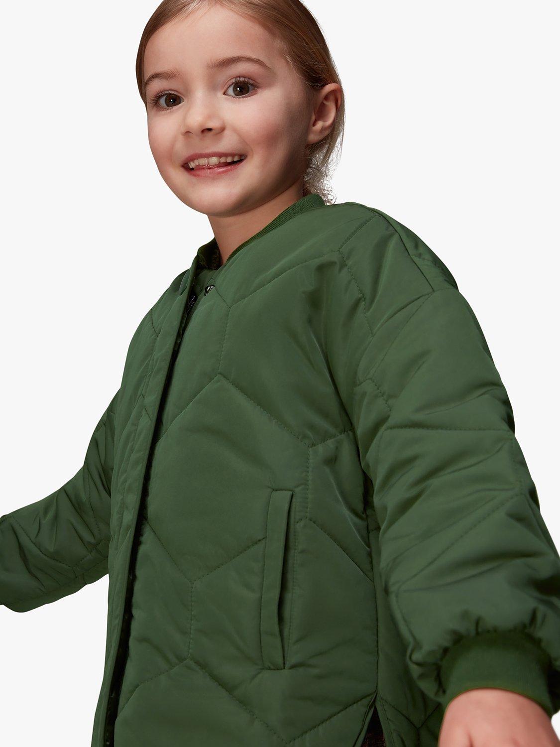 Product image 4 of 6, which shows Whistles Kids' Frida Quilted Coat, Khaki, 3-4 years