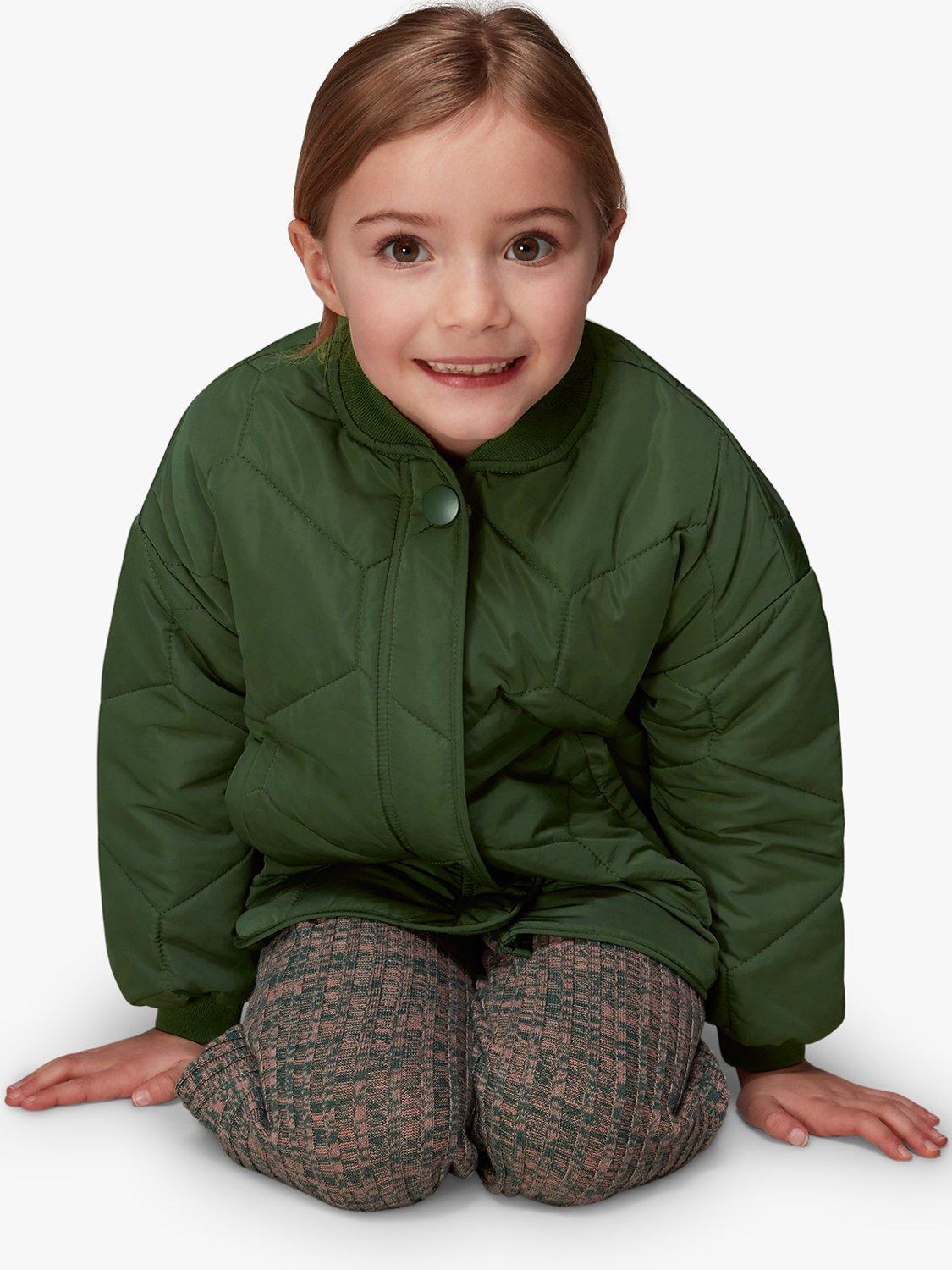 Whistles Kids' Frida Quilted Coat, Khaki, 4-5 years