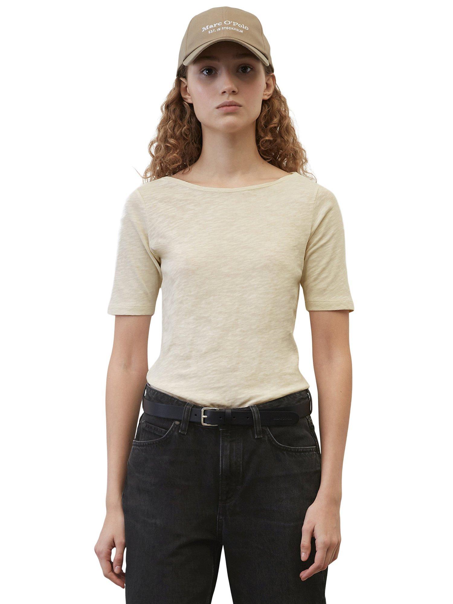 Marc O'Polo Bateau Neck Short Sleeve Cotton T-Shirt, Chalky Sand