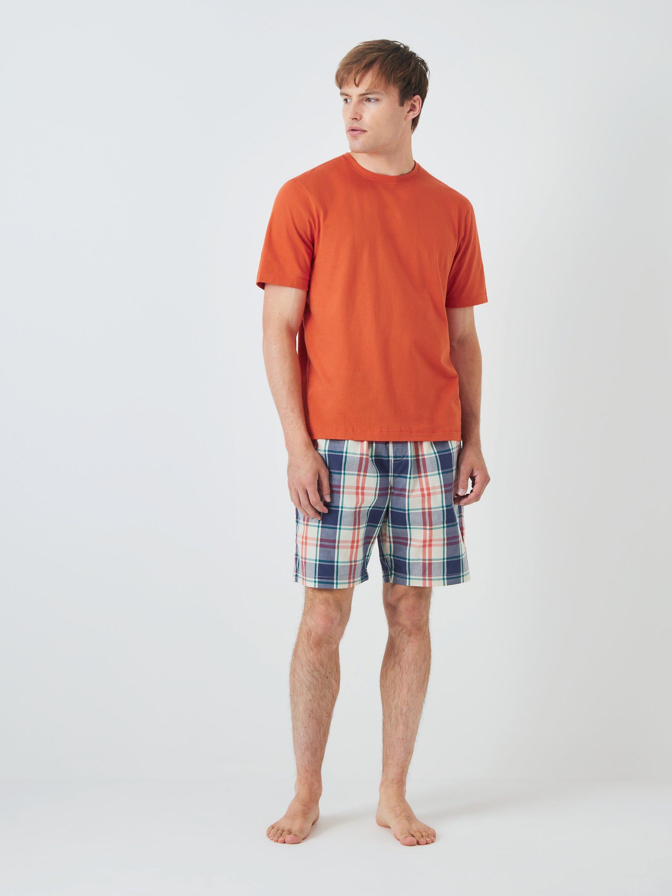 John Lewis ANYDAY T-Shirt & Check Shorts Pyjama Set, Orange