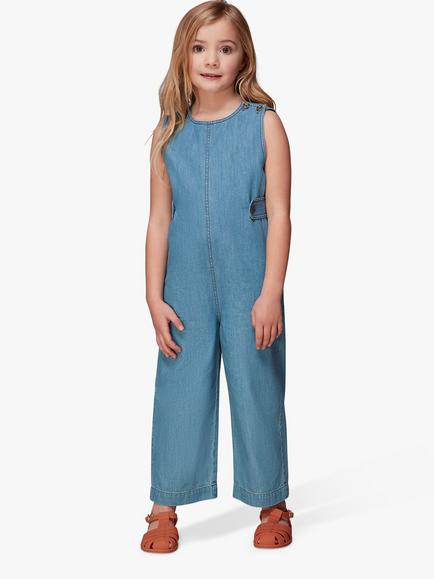 Whistles Kids' Sydney Chambray Jumpsuit, Denim, Denim