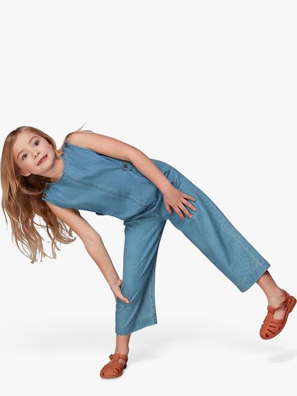 Whistles Kids' Sydney Chambray Jumpsuit, Denim - view 2, Denim