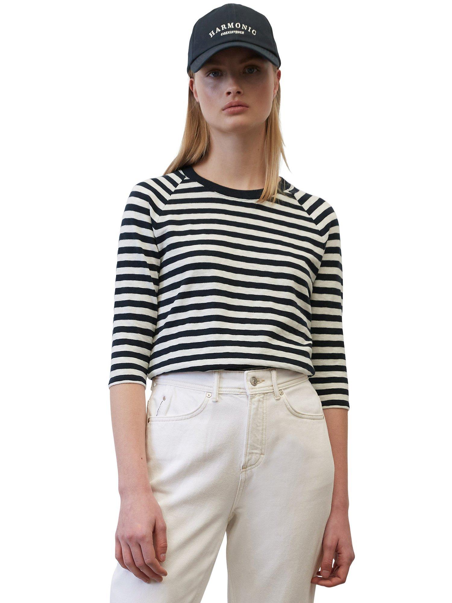 Product image 1 of 6, which shows Marc O'Polo Denim Striped Jersey Cotton T-Shirt, Multi/Navy Teal, L