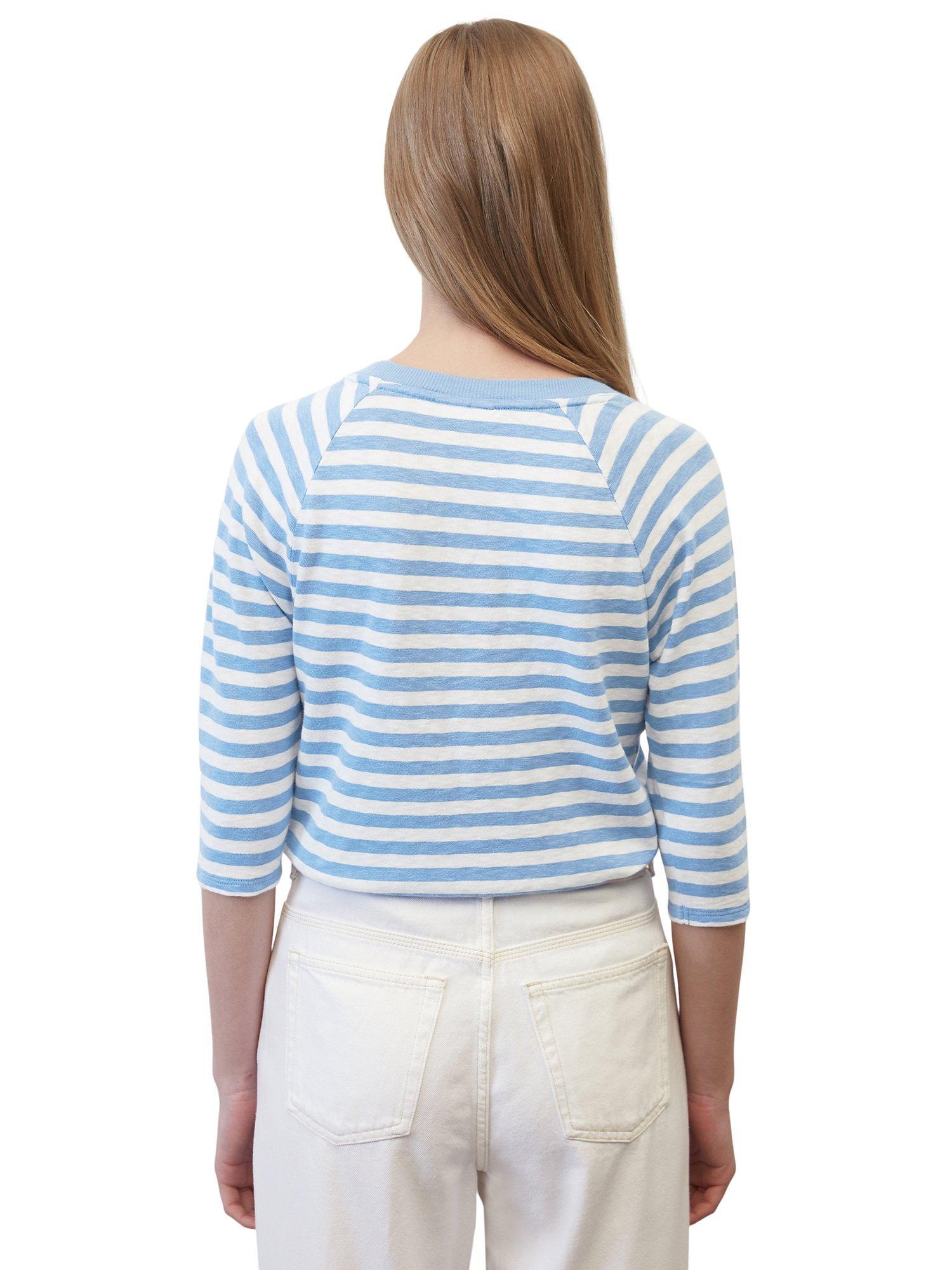 Product image 2 of 6, which shows Marc O'Polo Denim Striped Jersey Cotton T-Shirt, Multi/Soft Sky Blue, XS