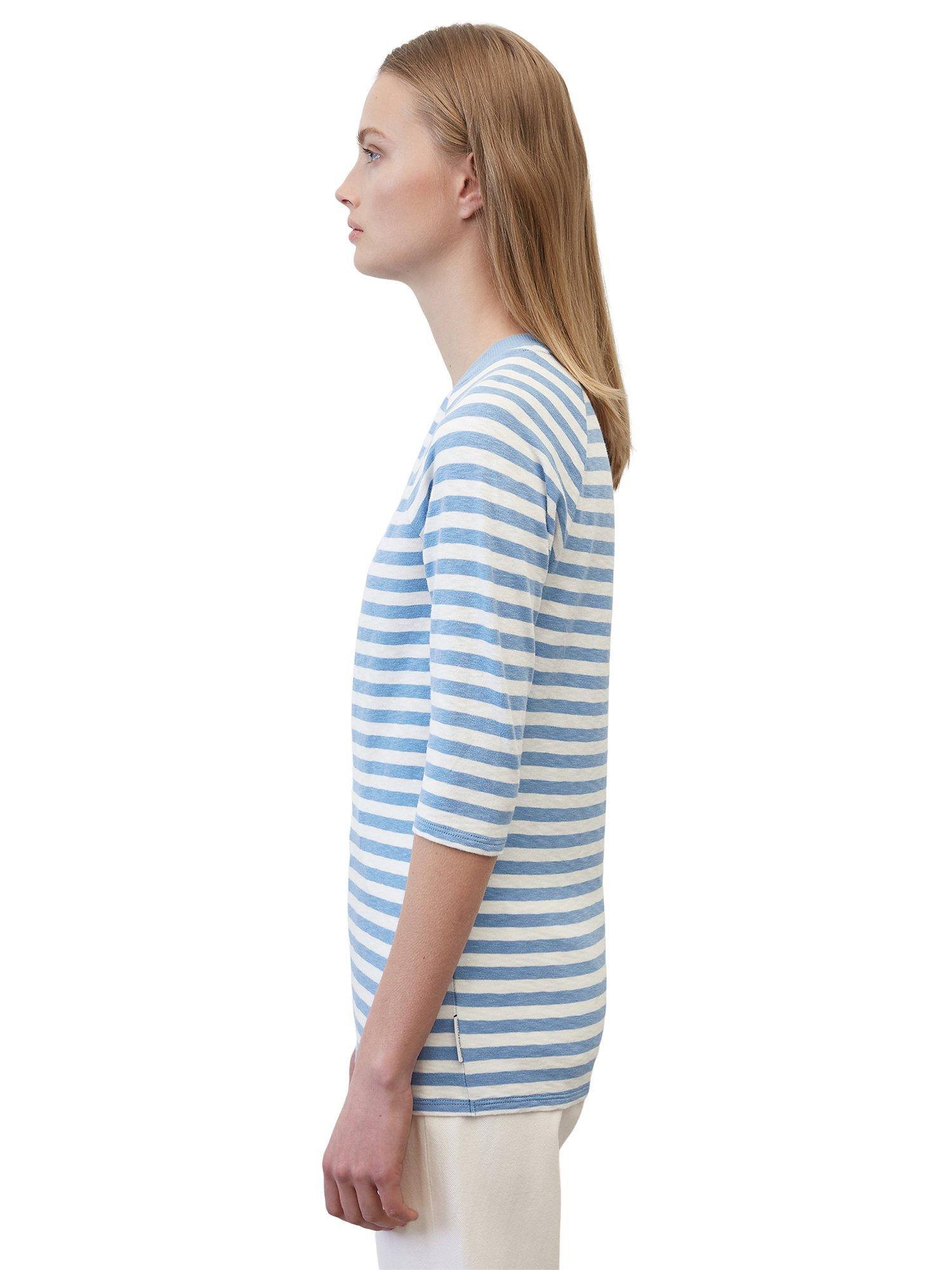 Product image 5 of 6, which shows Marc O'Polo Denim Striped Jersey Cotton T-Shirt, Multi/Soft Sky Blue, XS