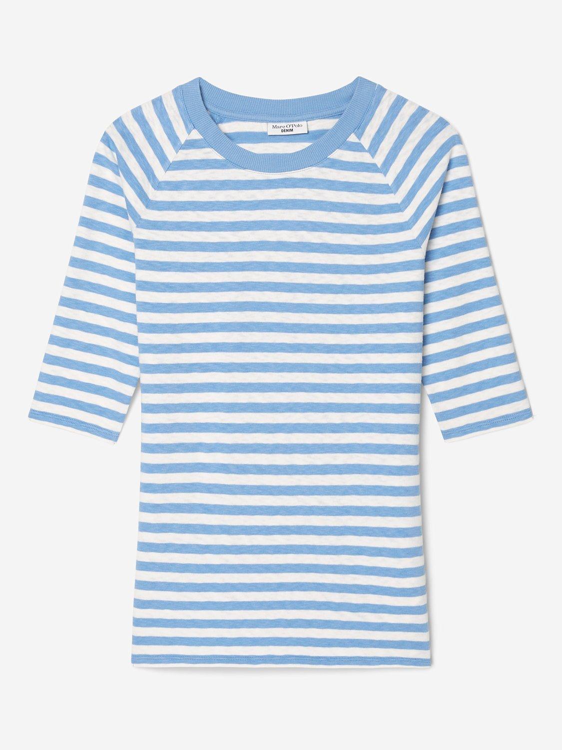 Product image 6 of 6, which shows Marc O'Polo Denim Striped Jersey Cotton T-Shirt, Multi/Soft Sky Blue, XS
