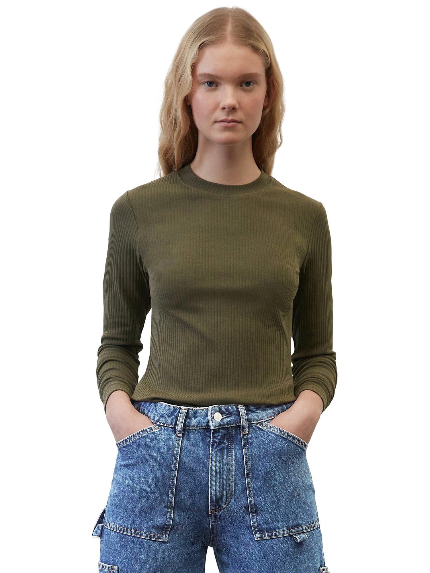 Product image 1 of 6, which shows Marc O'Polo Ribbed Long Sleeve Top, Dakota Shadow, XL