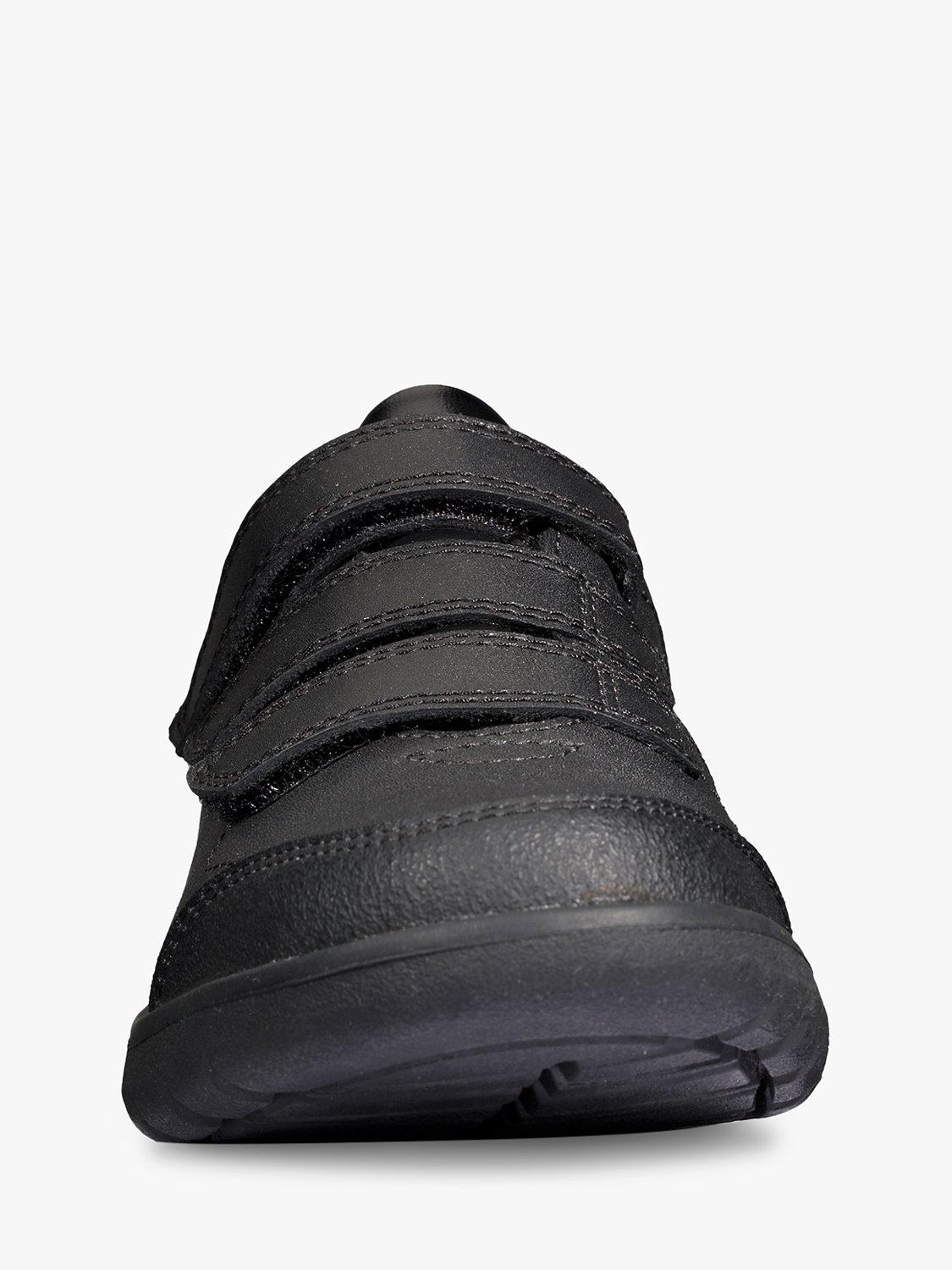 Product image 3 of 7, which shows Clarks Kids' Scrape Sky Leather School Shoes, Black, 6F