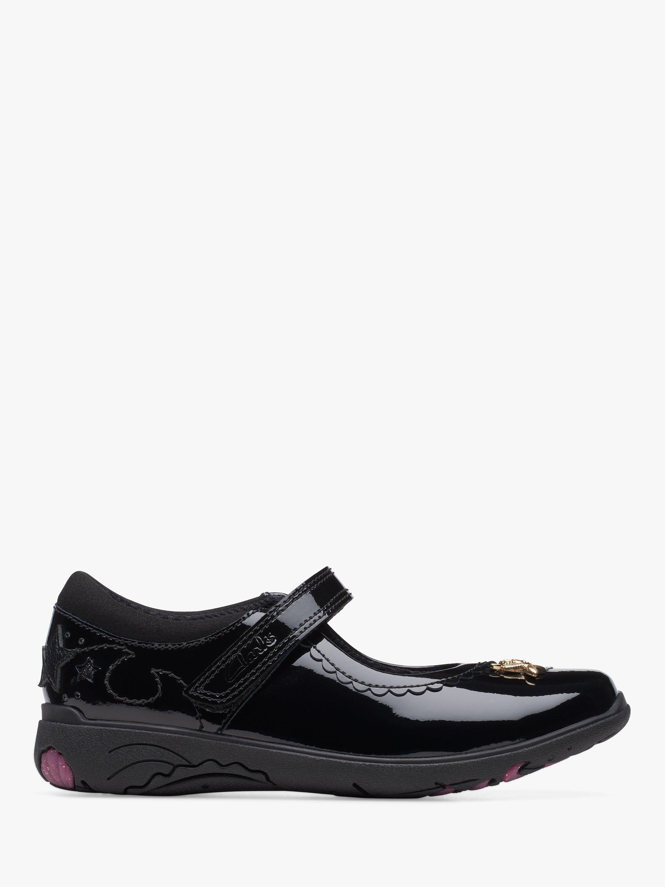 Clarks Kids Relda Sea School Shoes Black Patent