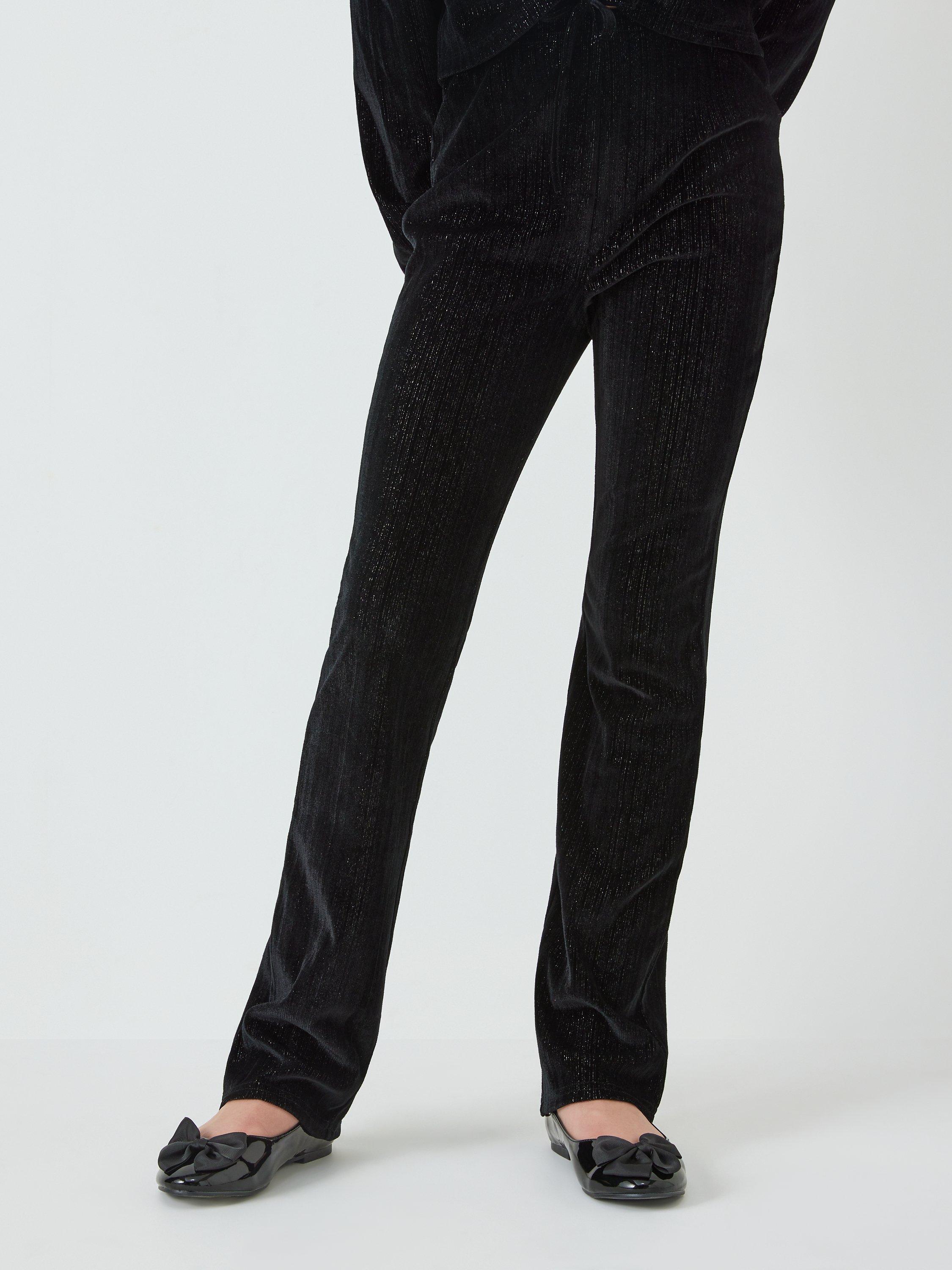 John Lewis Kids' Metallic Thread Flared Velour Trousers, Black