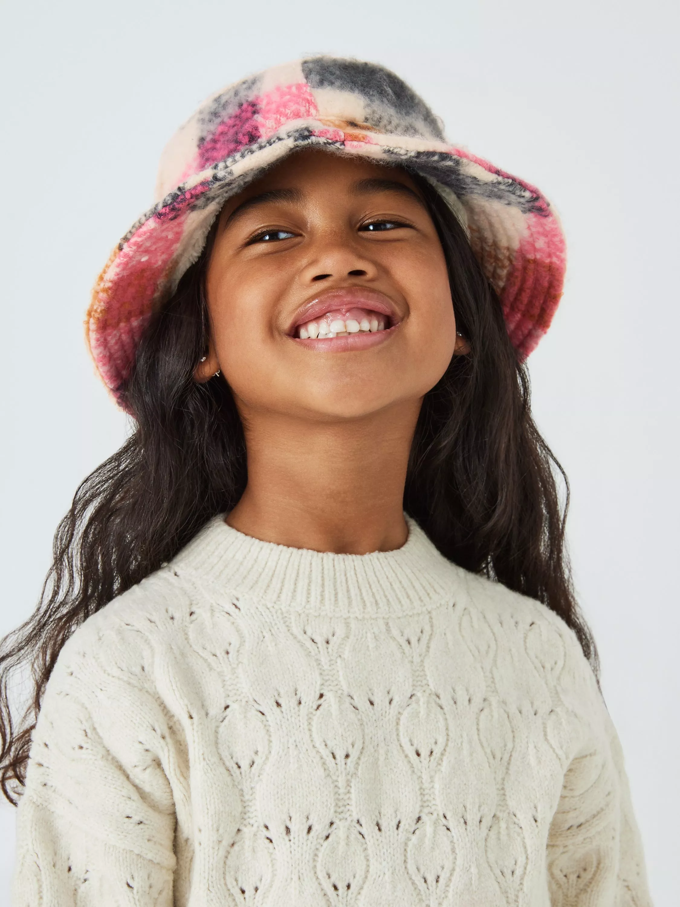 John Lewis Kids' Checked Bucket Hat, Multi