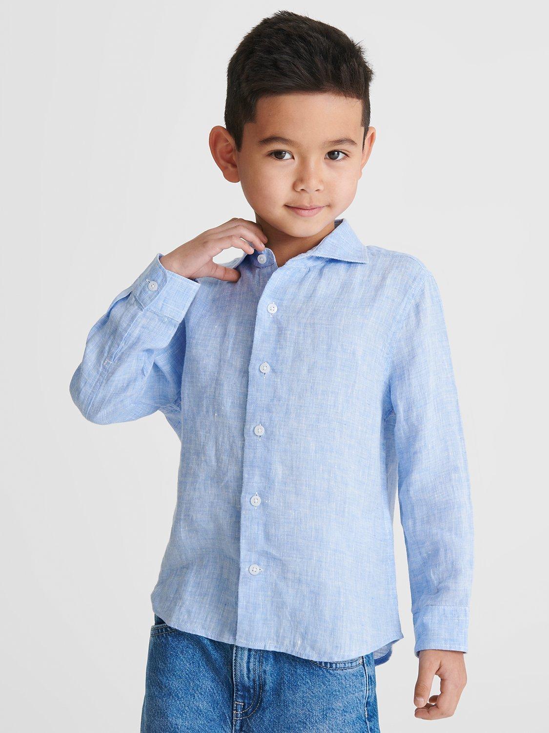 Product image 1 of 5, which shows Reiss Kids' Remote Slim Fit Formal Shirt, Soft Blue, 9-10 years
