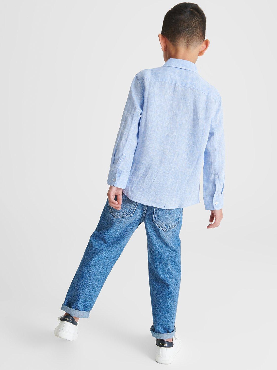 Product image 2 of 5, which shows Reiss Kids' Remote Slim Fit Formal Shirt, Soft Blue, 9-10 years