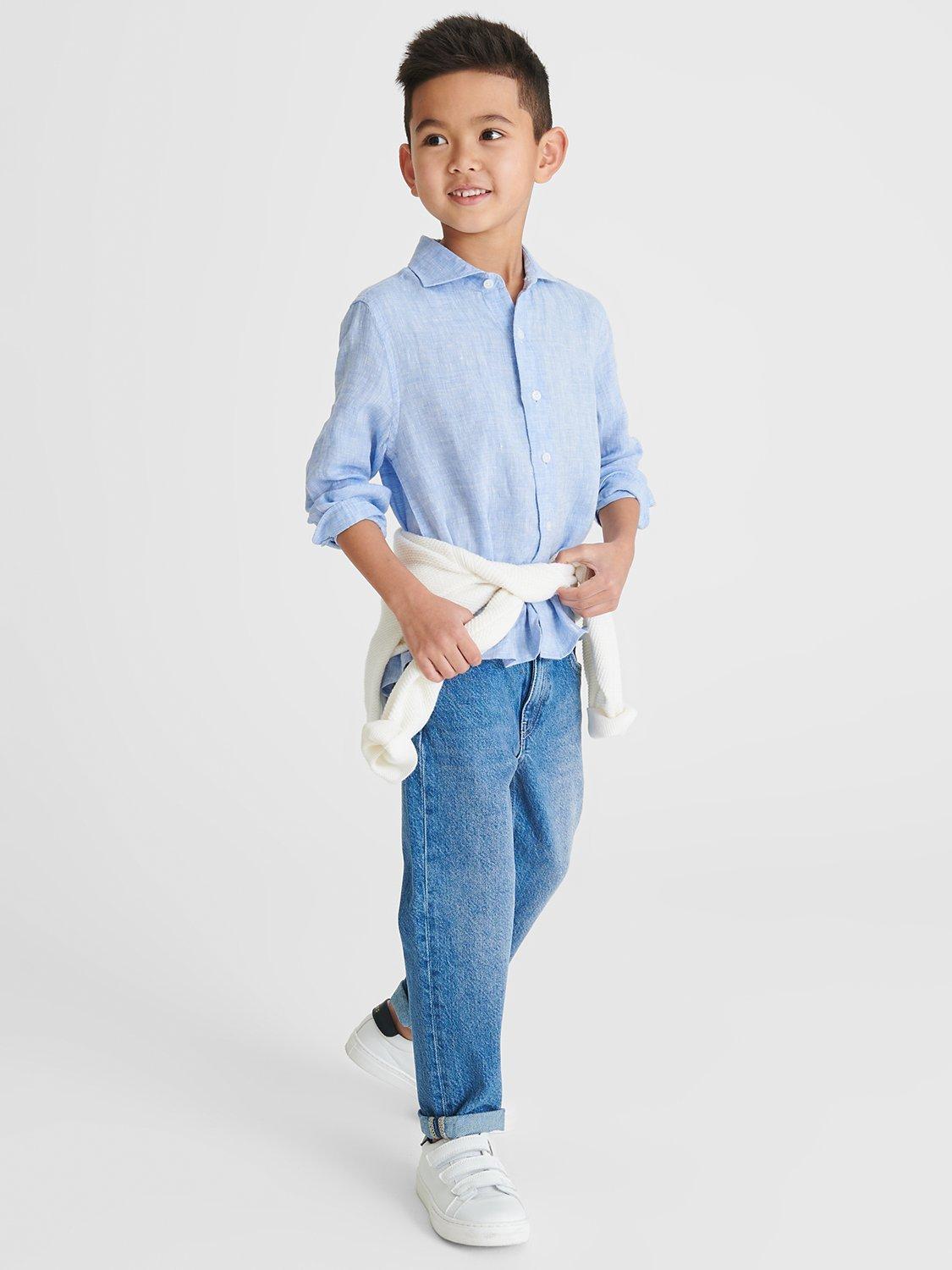 Product image 4 of 5, which shows Reiss Kids' Remote Slim Fit Formal Shirt, Soft Blue, 9-10 years