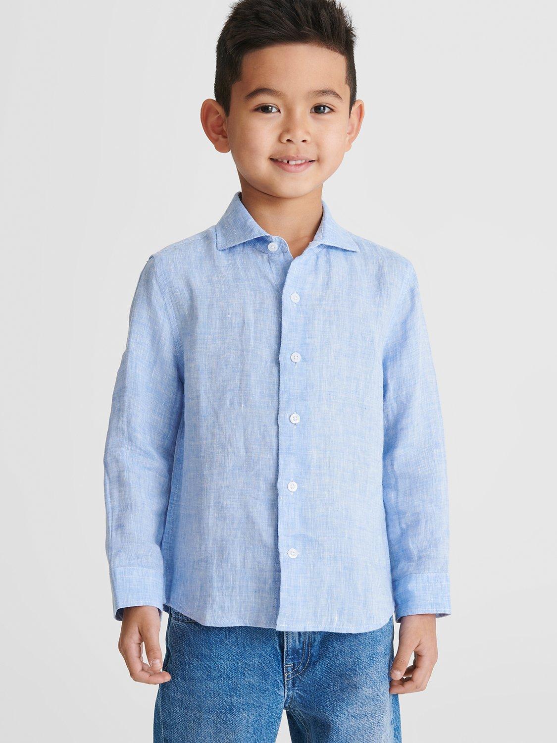 Product image 5 of 5, which shows Reiss Kids' Remote Slim Fit Formal Shirt, Soft Blue, 9-10 years