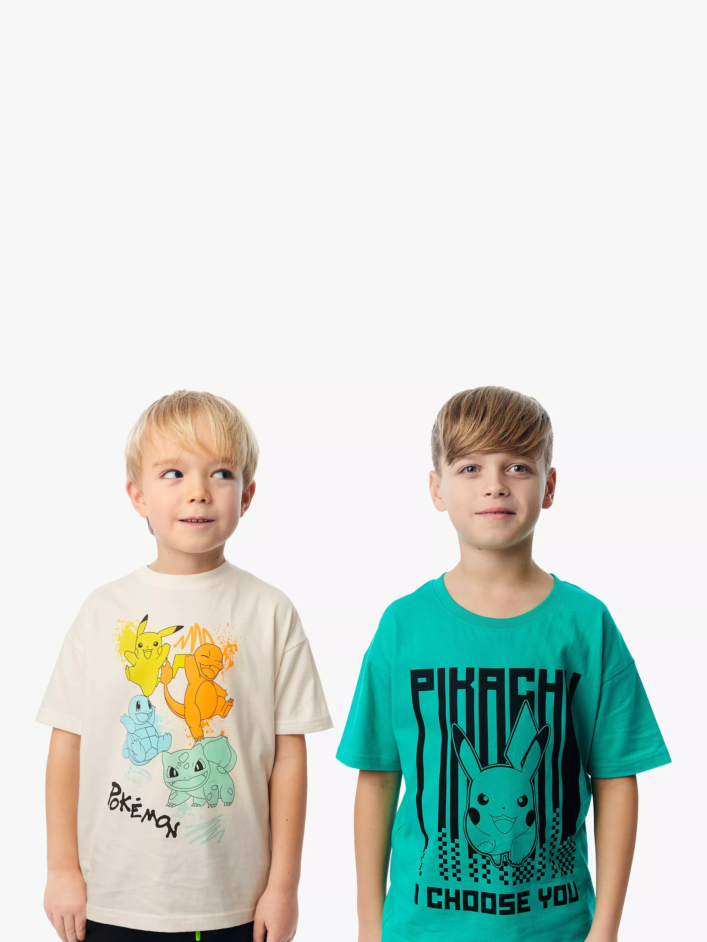 Fabric Flavours Kids Pokemon Oversized T Shirts Pack of 2 Green White