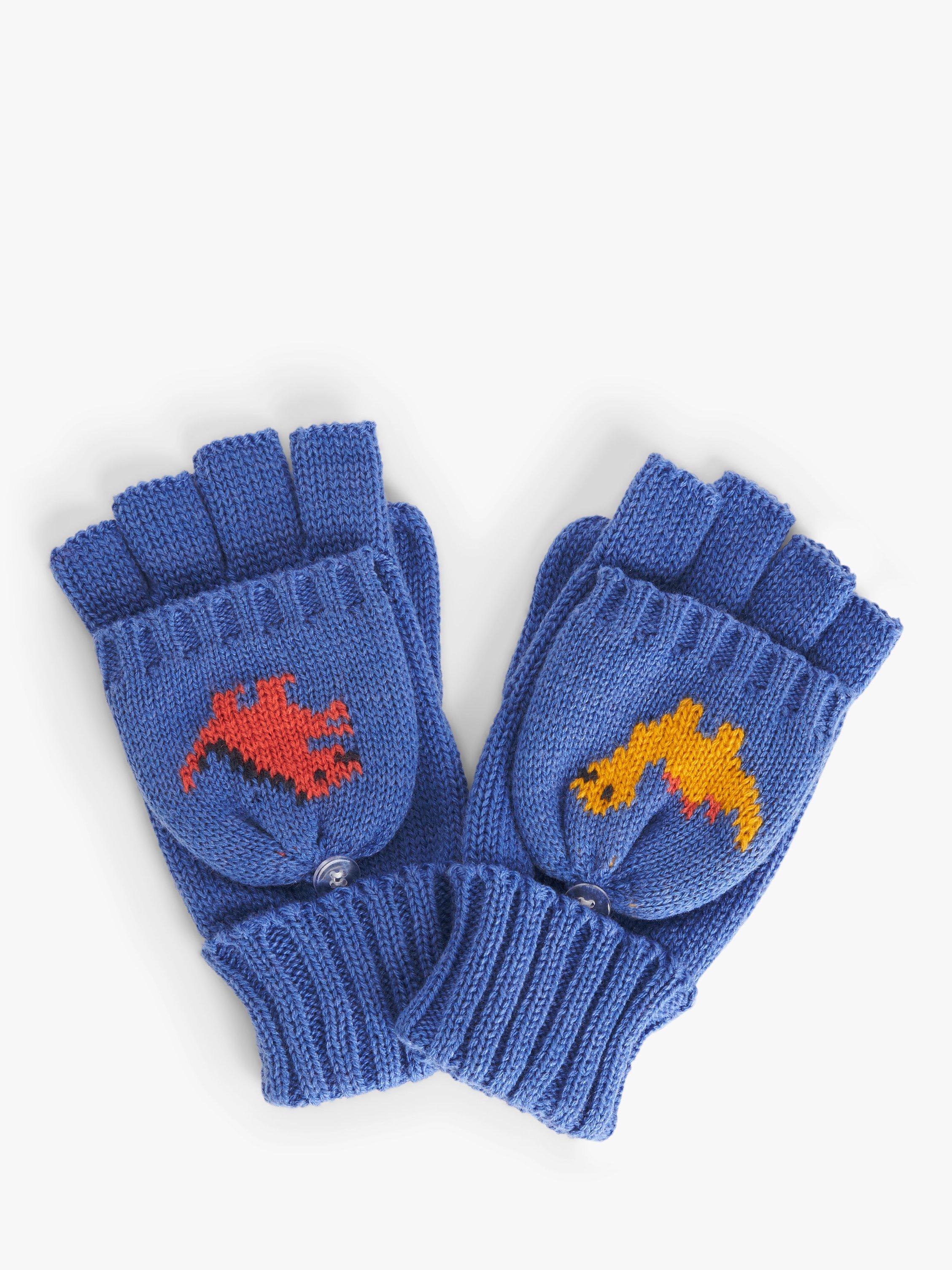 John Lewis Kids' Dinosaur Flip Top Gloves, Blue/Multi