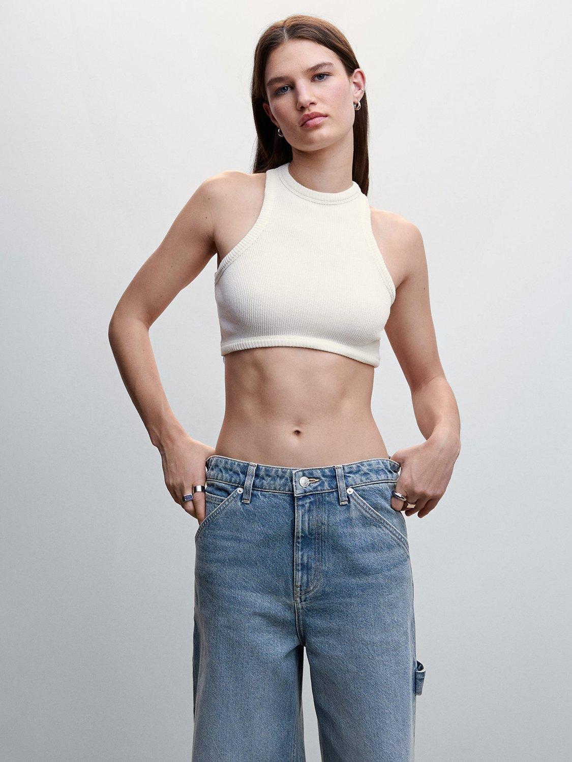 Mango Tac Top, Light Beige