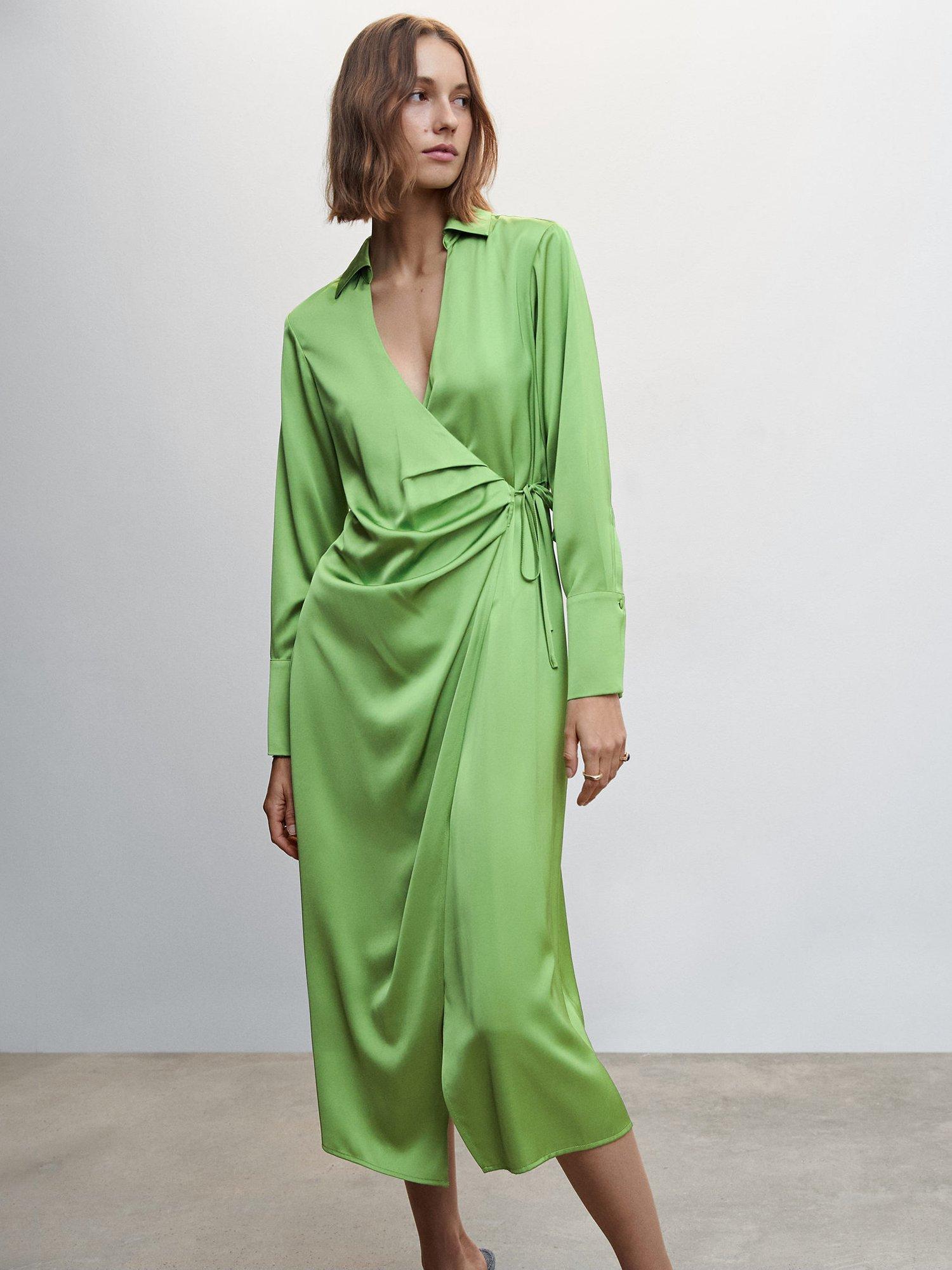 Mango Colette Wrap Midi Dress, Green