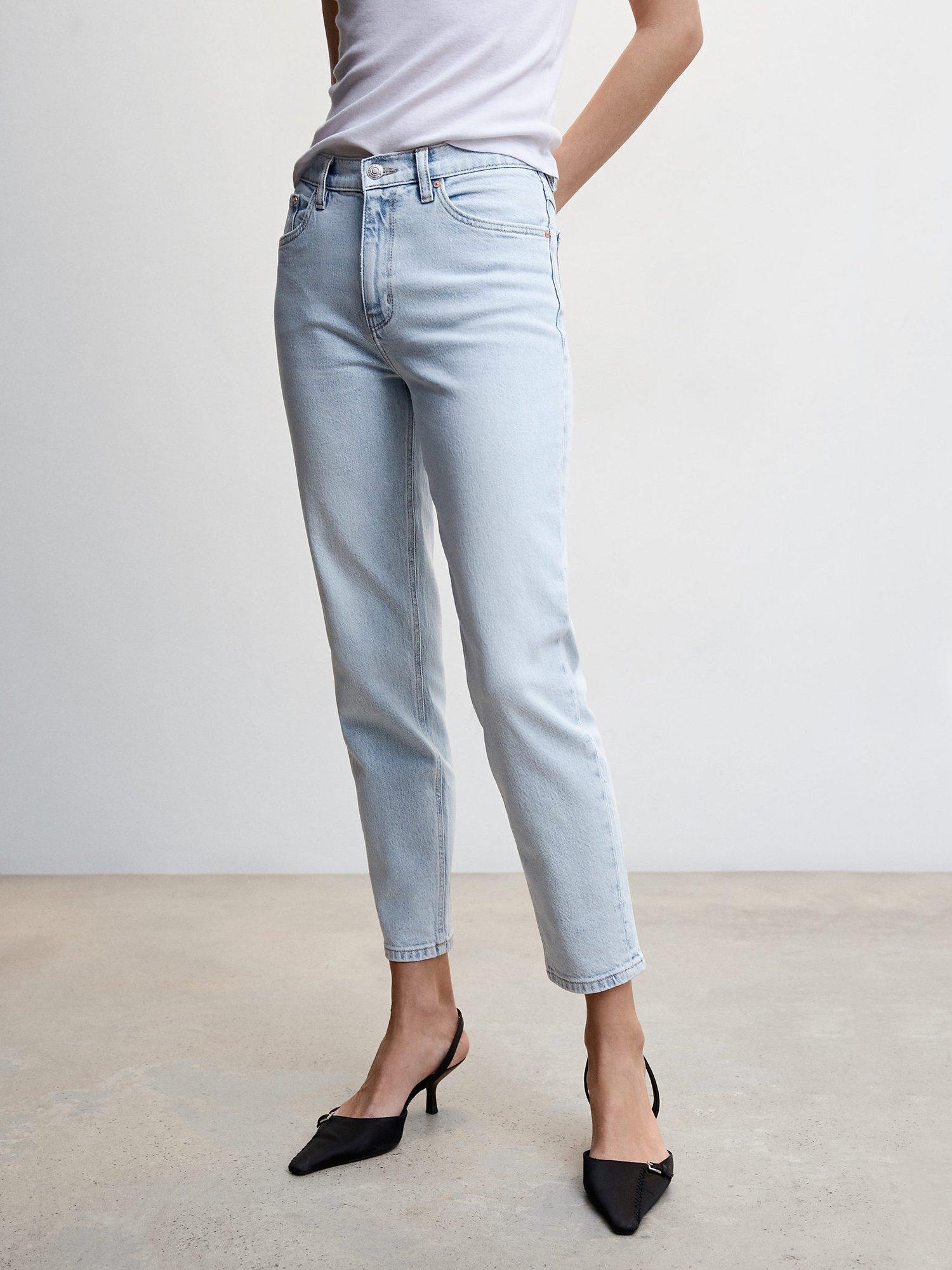 Mango Newmom Comfort High Rise Jeans, White, Open Blue