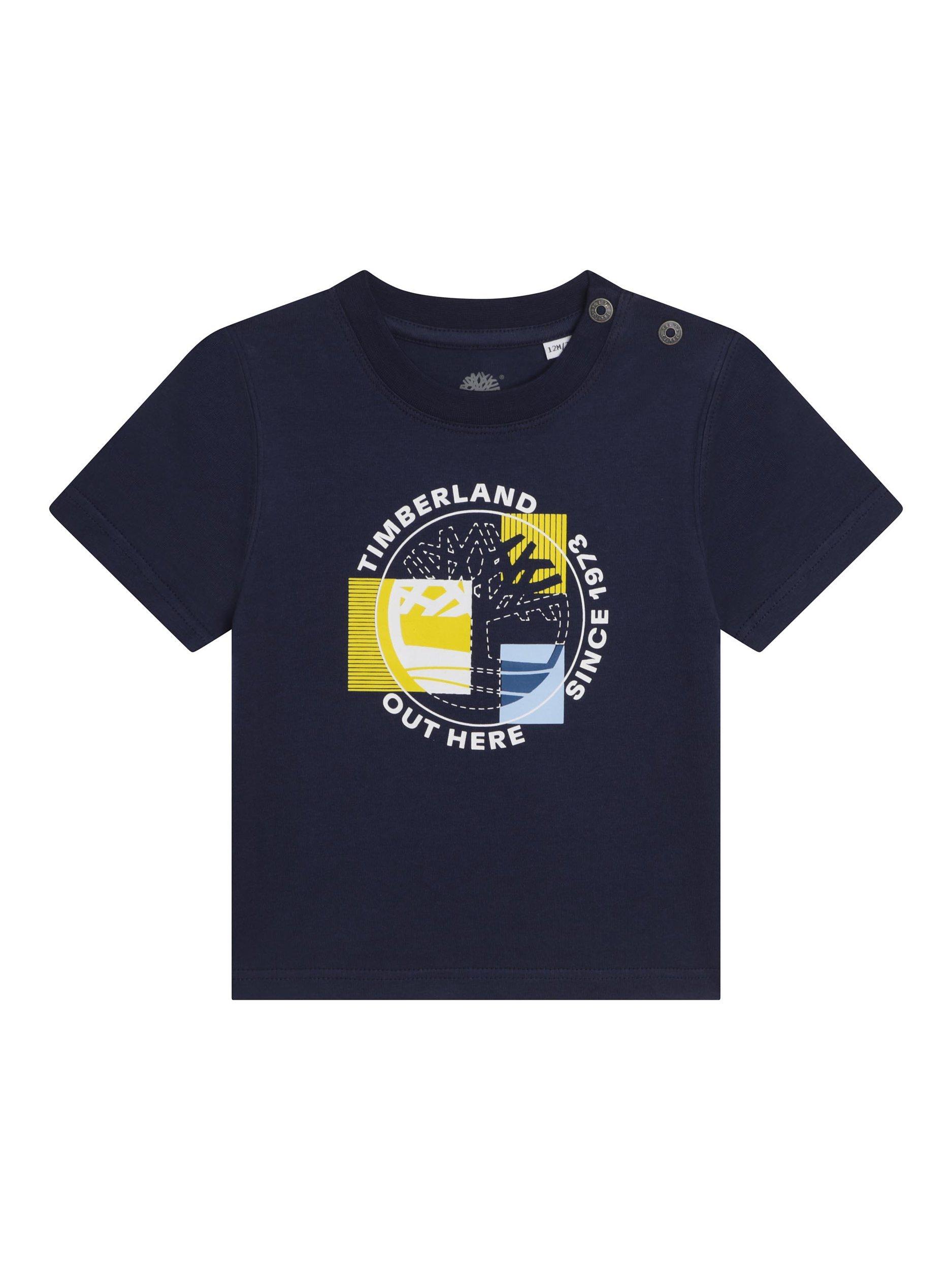Timberland Baby Graphic Logo Print T-Shirt, Dark Blue