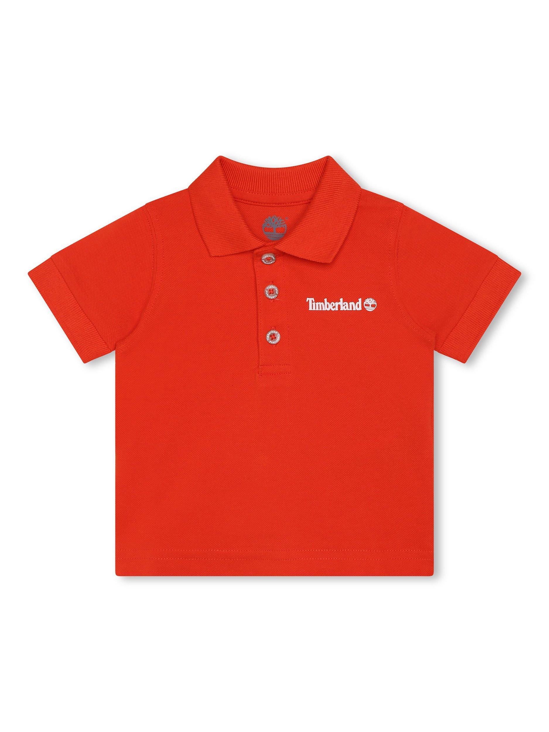 Timberland Baby Short Sleeve Polo Shirt, Pink Peach