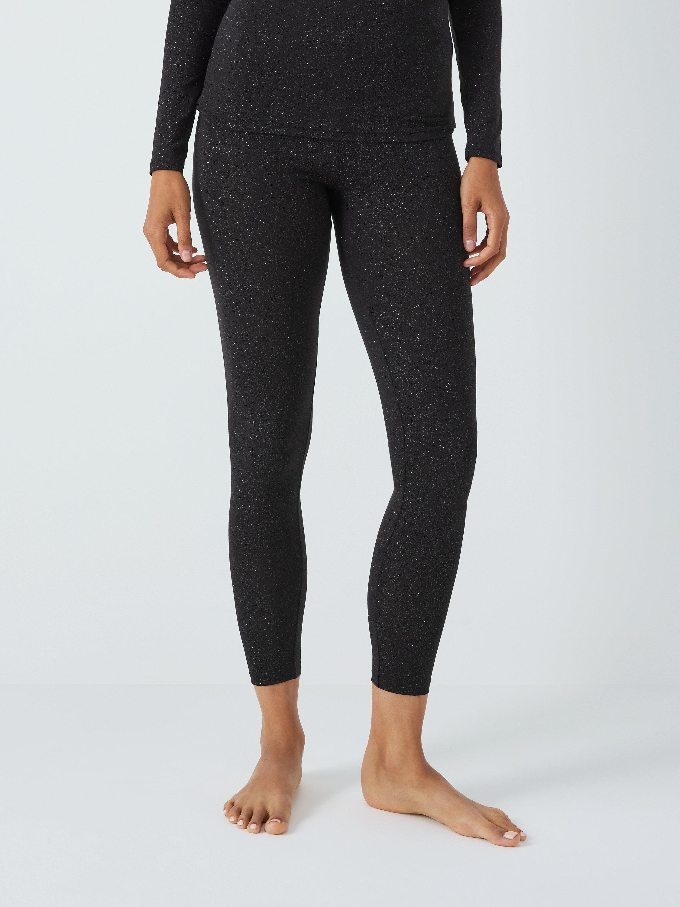 John Lewis Heat Generating Sparkle Thermal Leggings, Black