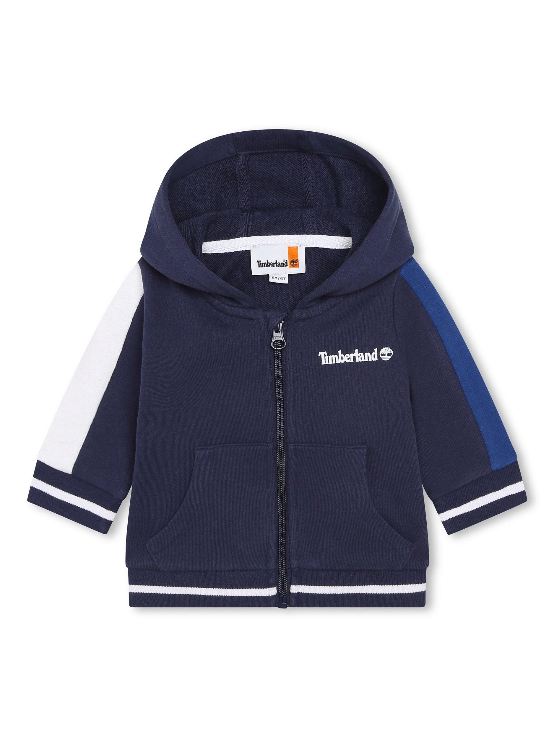 Timberland Baby Colour Block Zip Up Hoodie, Dark Blue