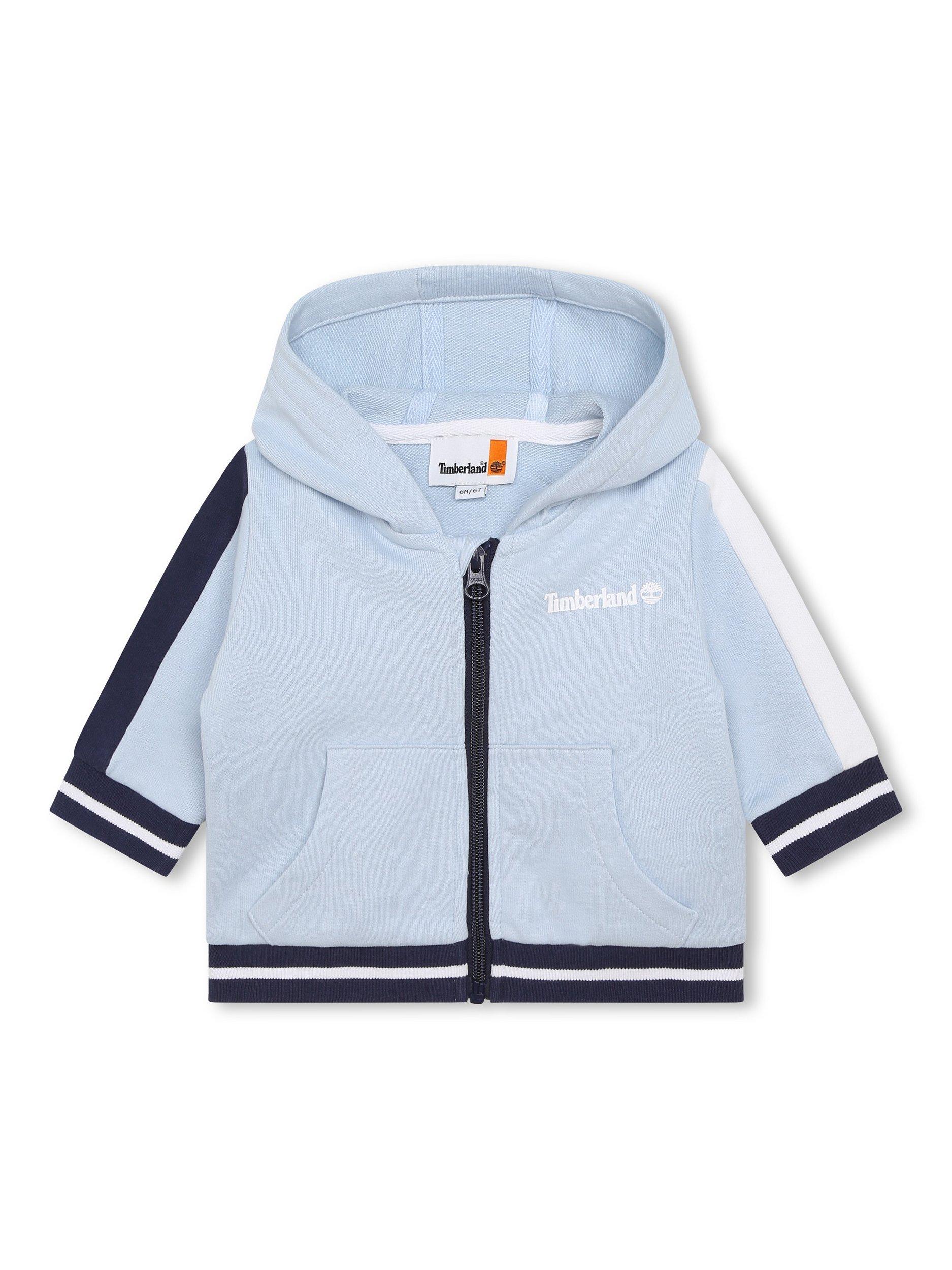 Timberland Baby Colour Block Zip Up Hoodie, Sky Blue