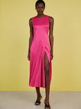 Baukjen Soleil Satin Side Slit Midi Dress, Hyper Pink