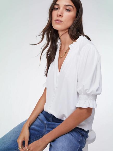 Baukjen Noa Ruffle Collar Blouse, Pure White