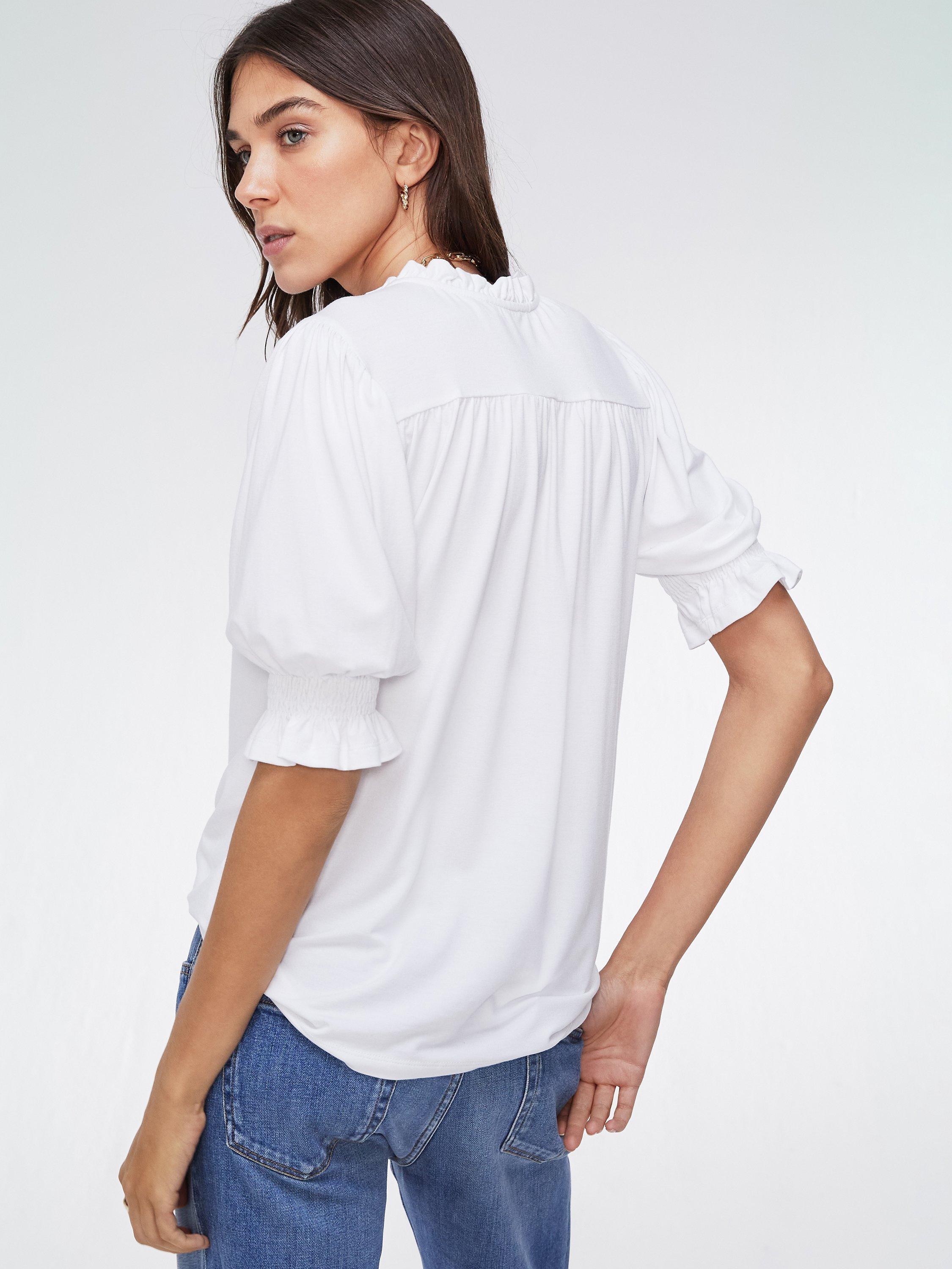 Product image 3 of 7, which shows Baukjen Noa Frill Collar Blouse, Pure White, 6