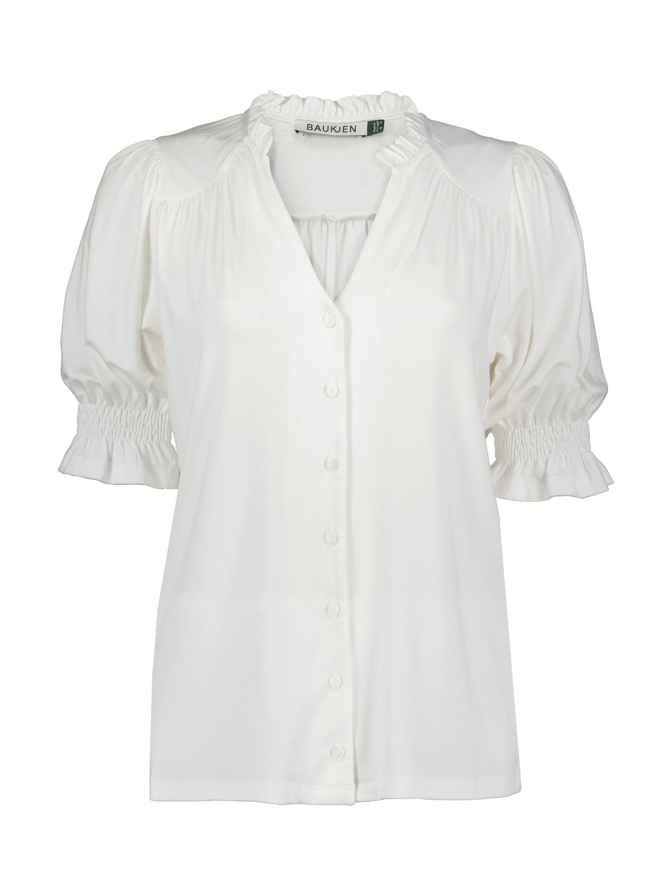Product image 5 of 7, which shows Baukjen Noa Frill Collar Blouse, Pure White, 6