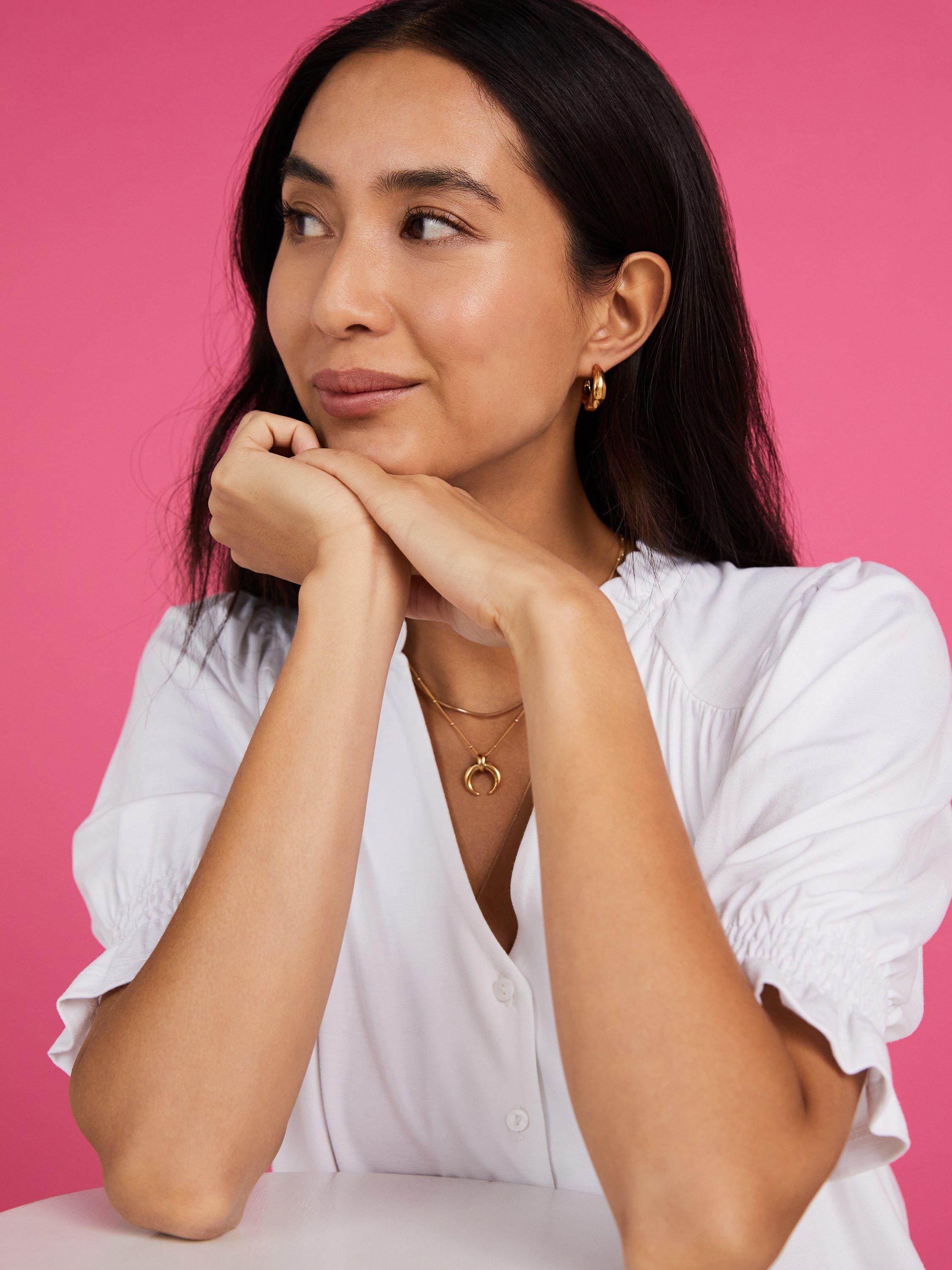 Product image 6 of 7, which shows Baukjen Noa Frill Collar Blouse, Pure White, 6