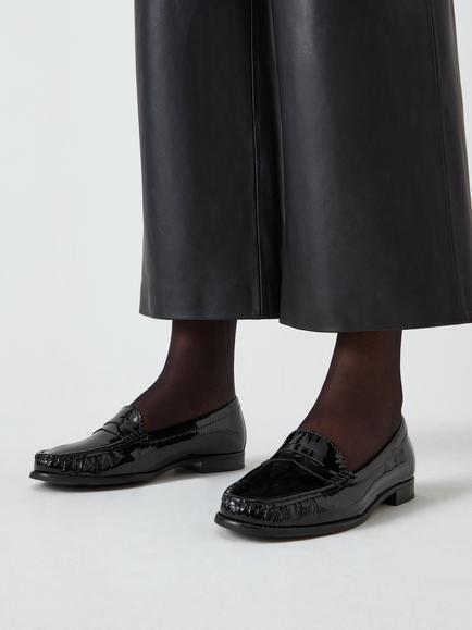 John Lewis Pennie Patent Leather Loafers, Black - view 2, Black Patent