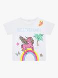 Billieblush Kids' Cotton Unicorn T-Shirt, White/Multi