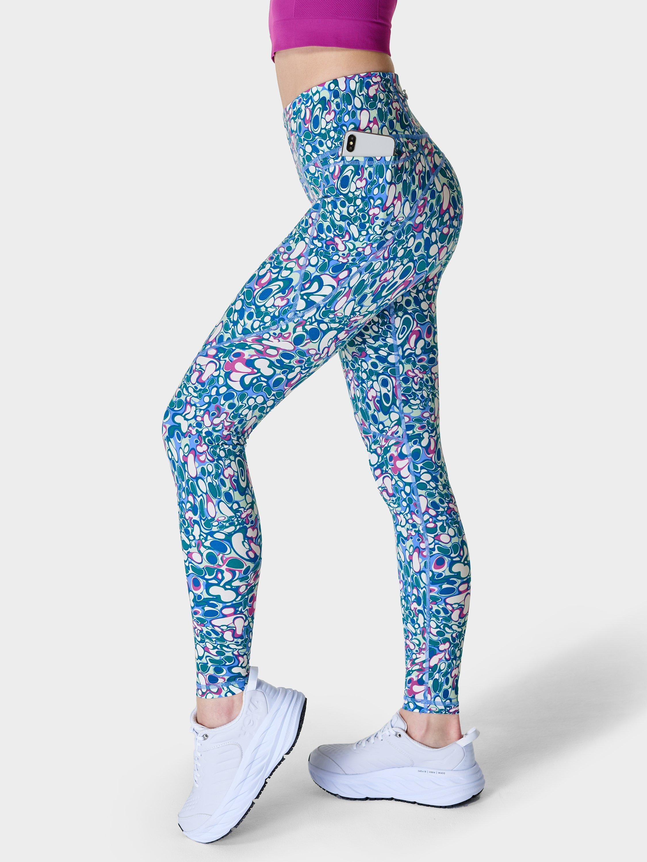 Sweaty Betty Power Gym Leggings, Blue Magma Print