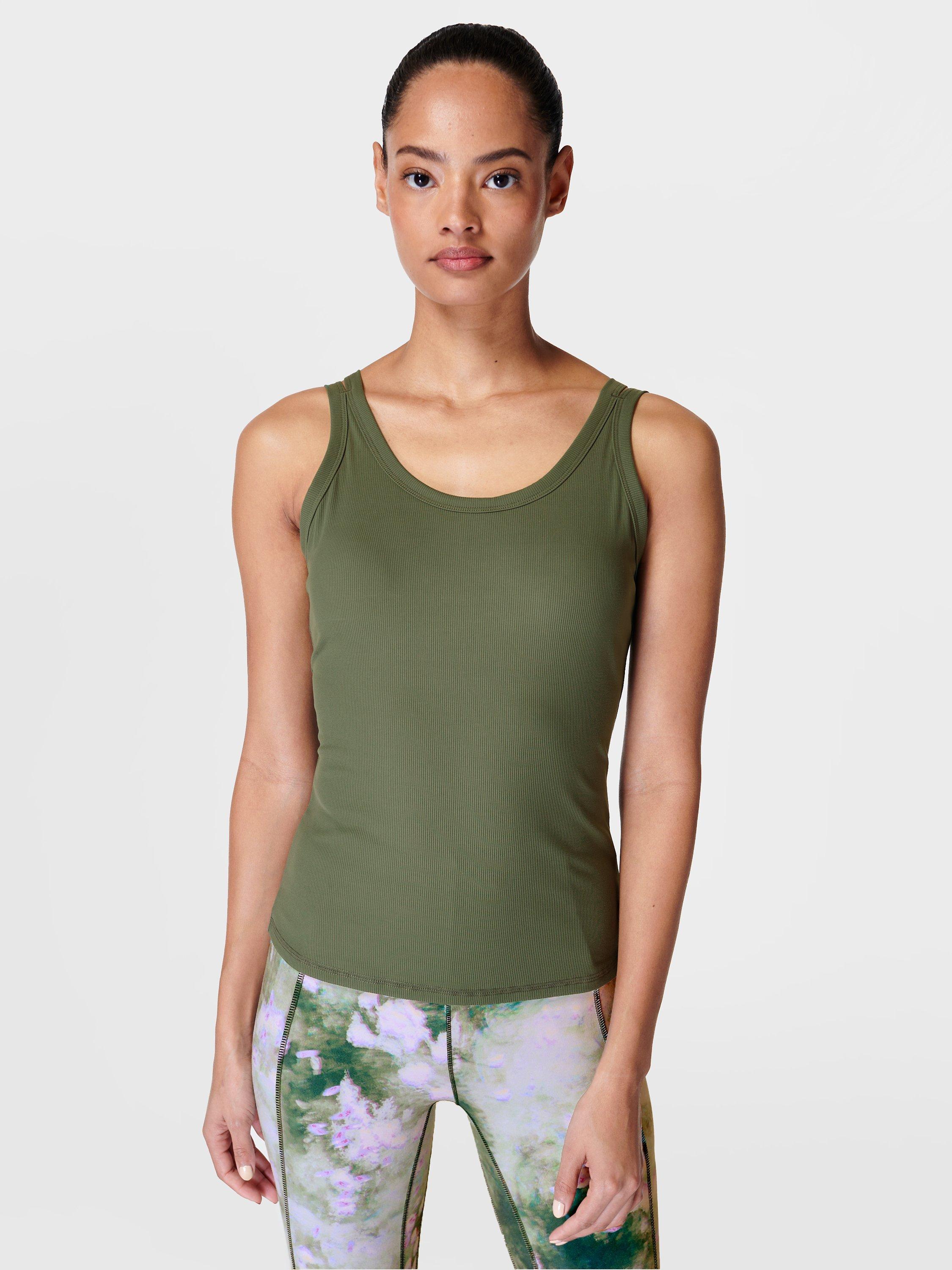 Sweaty Betty Super Soft Rib Twin Strap Tank Top, Ivy Green