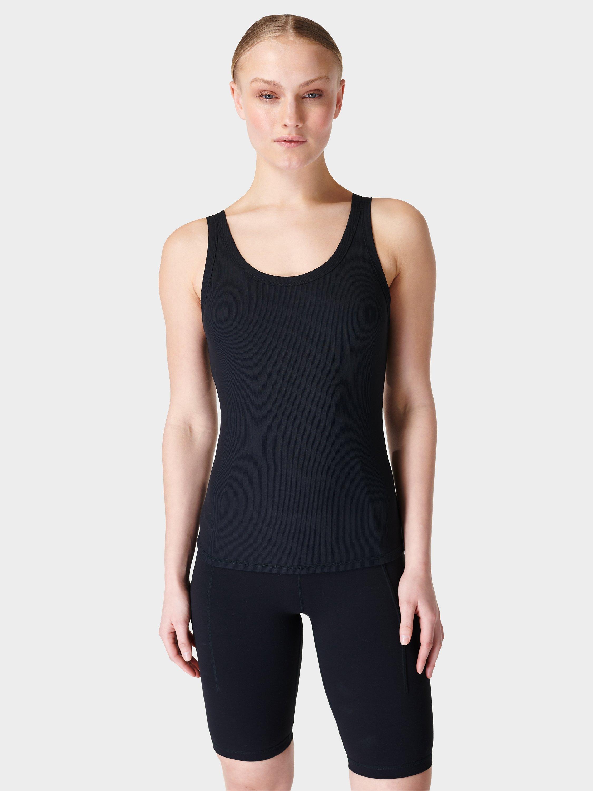 Sweaty Betty Super Soft Rib Twin Strap Tank Top, Black