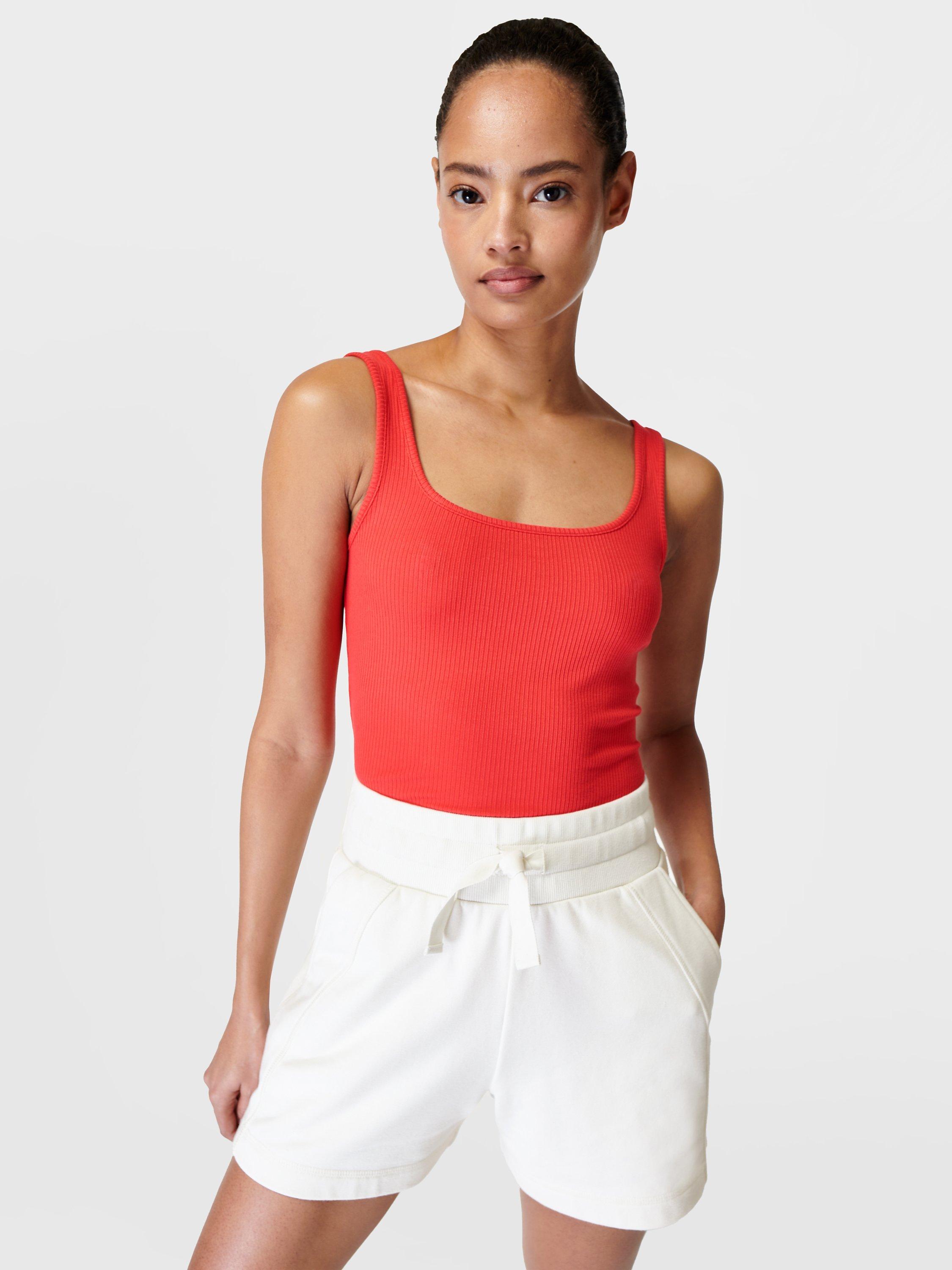 Sweaty Betty Harper Racer Rib Tank Top, Tulip Red