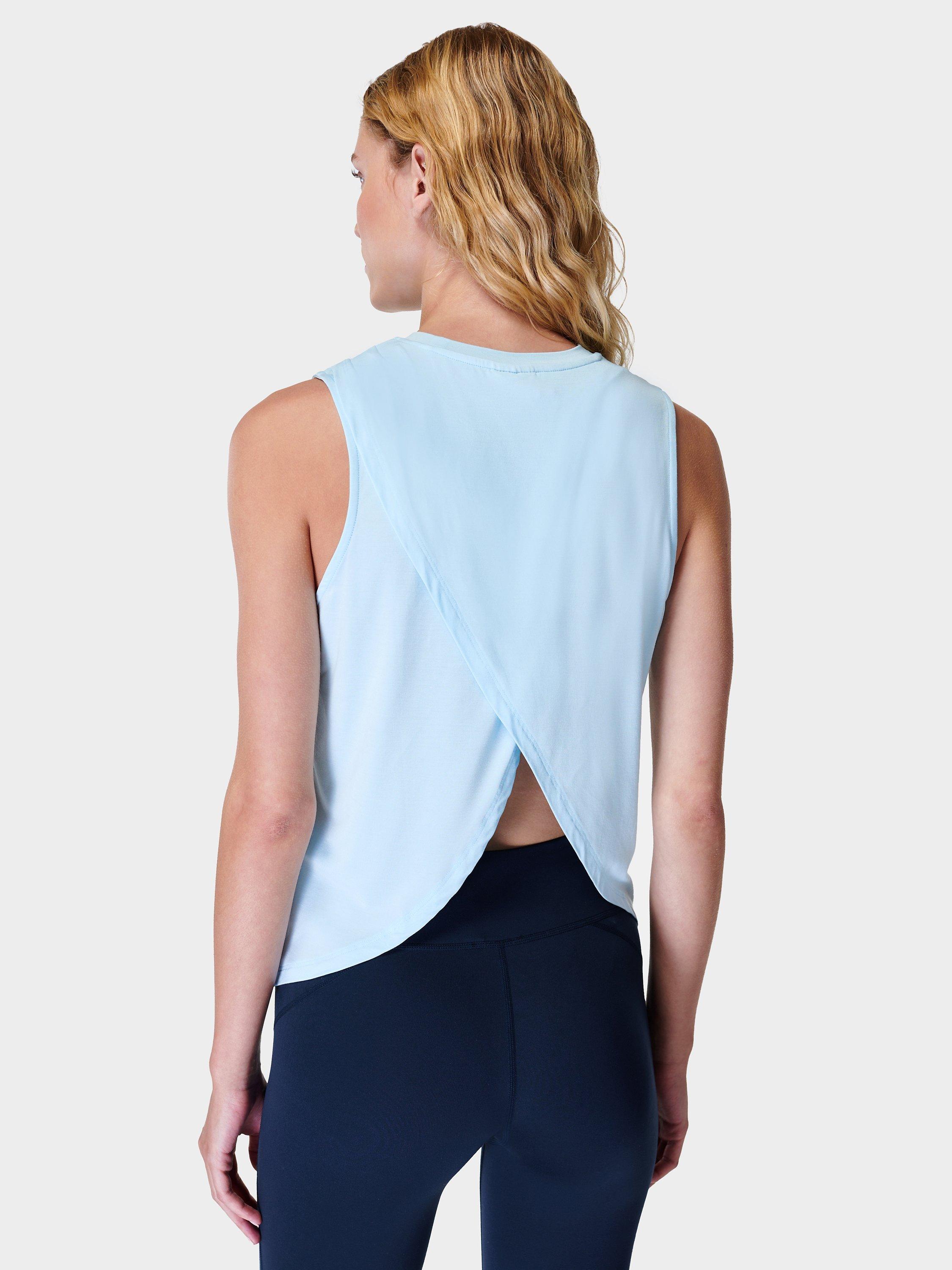 Product image 2 of 6, which shows Sweaty Betty Draped Back Tank Top, Ice Blue, M