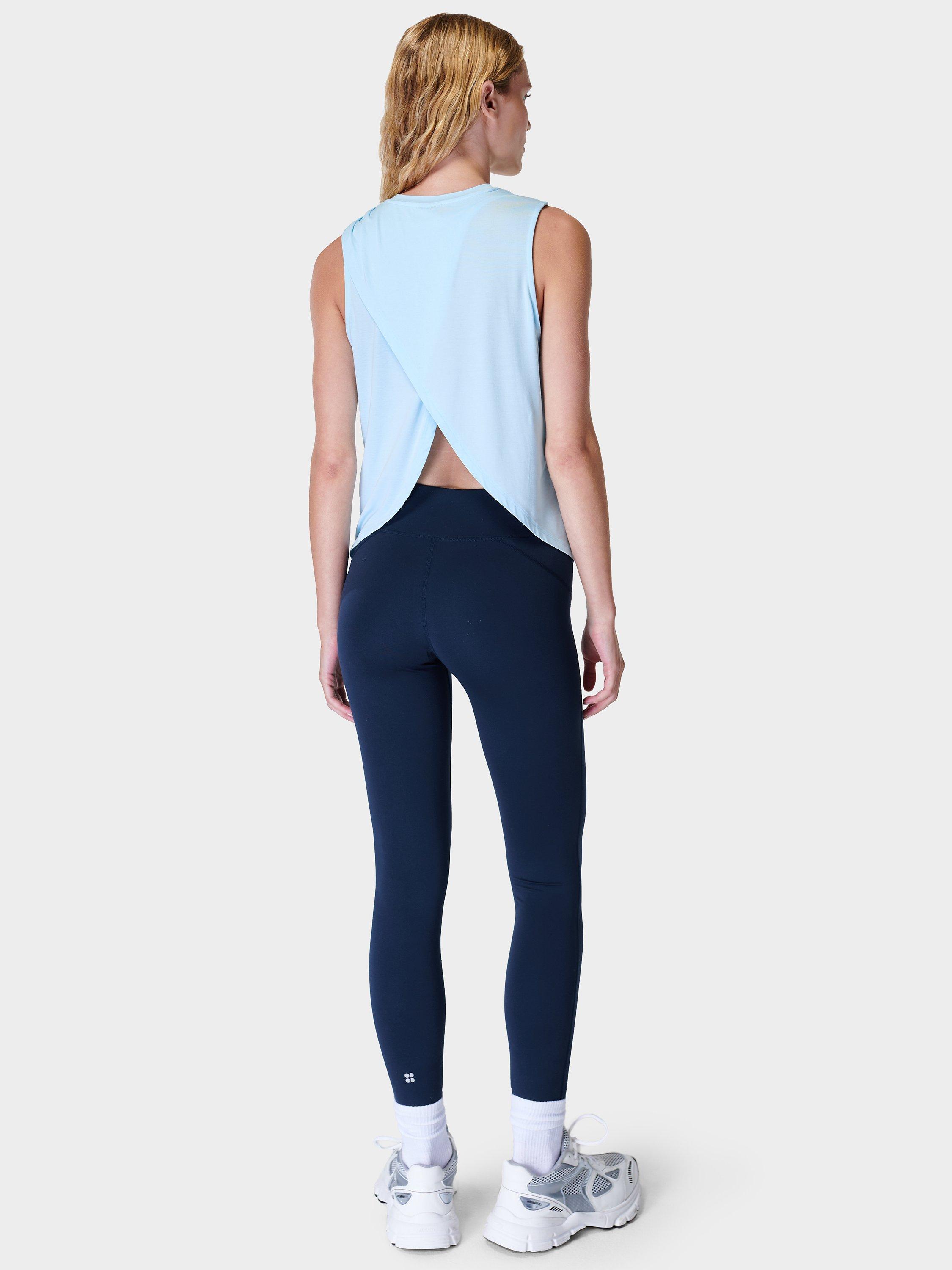 Product image 4 of 6, which shows Sweaty Betty Draped Back Tank Top, Ice Blue, M