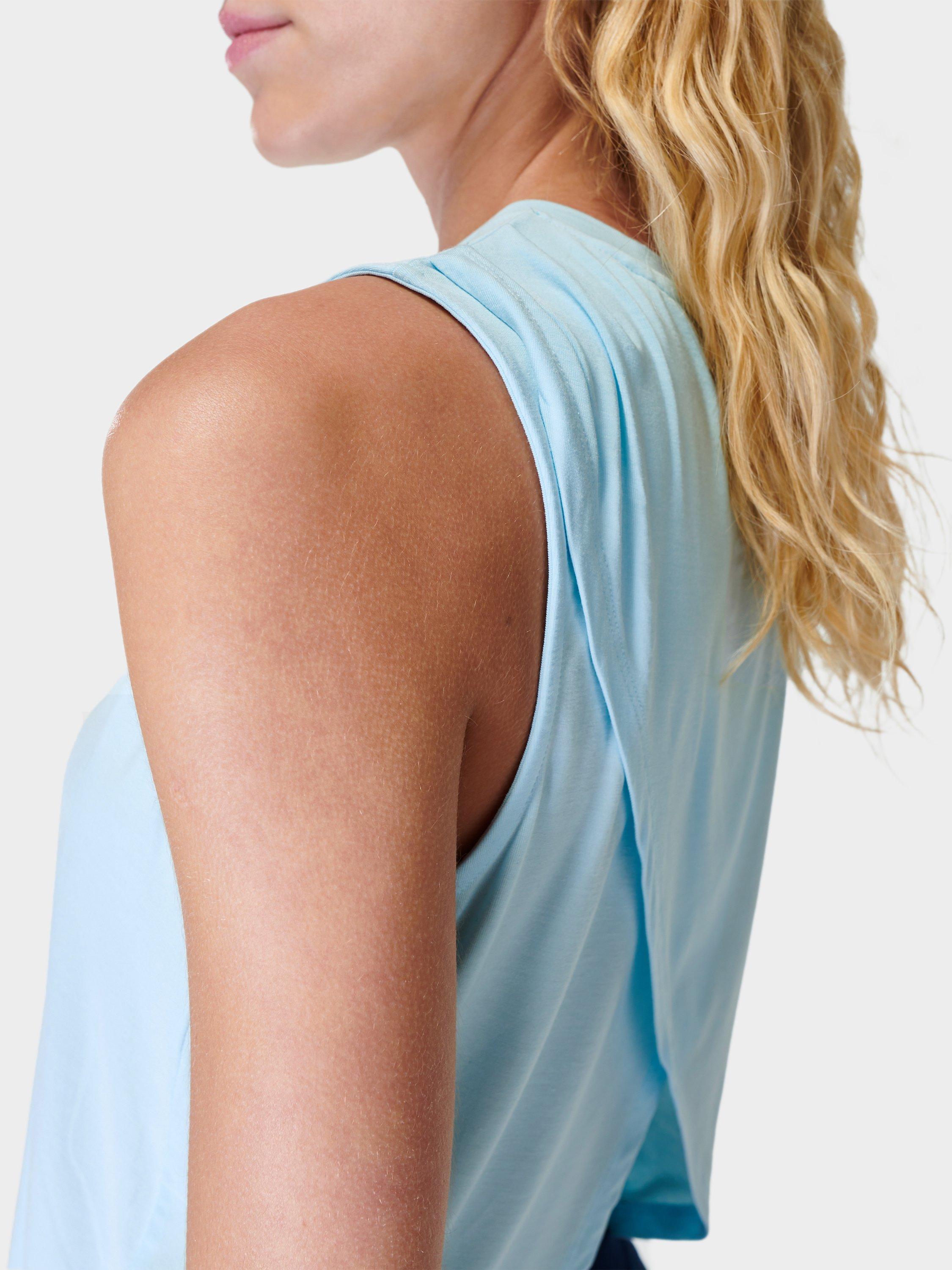 Product image 6 of 6, which shows Sweaty Betty Draped Back Tank Top, Ice Blue, M